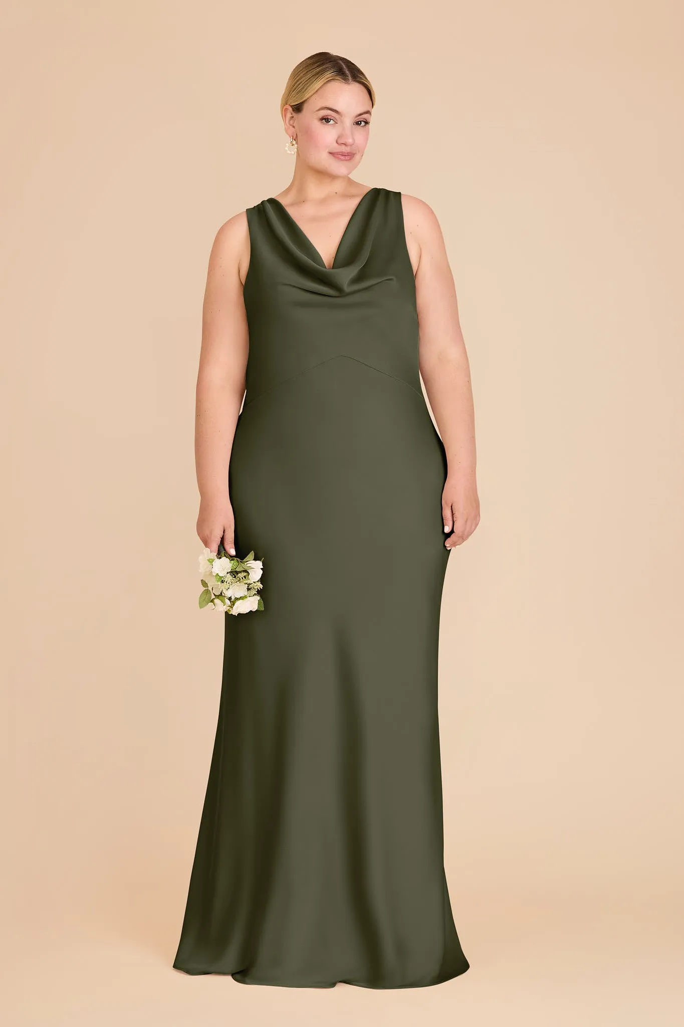 Bonnie Matte Satin Dress - Olive sold by Birdy Grey product image thumbnail 2