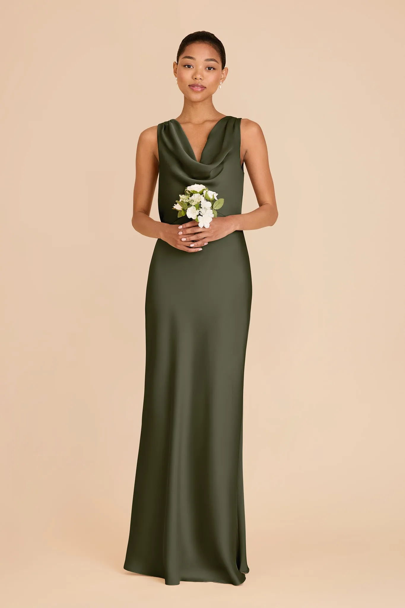 Bonnie Matte Satin Dress - Olive sold by Birdy Grey product image thumbnail 3