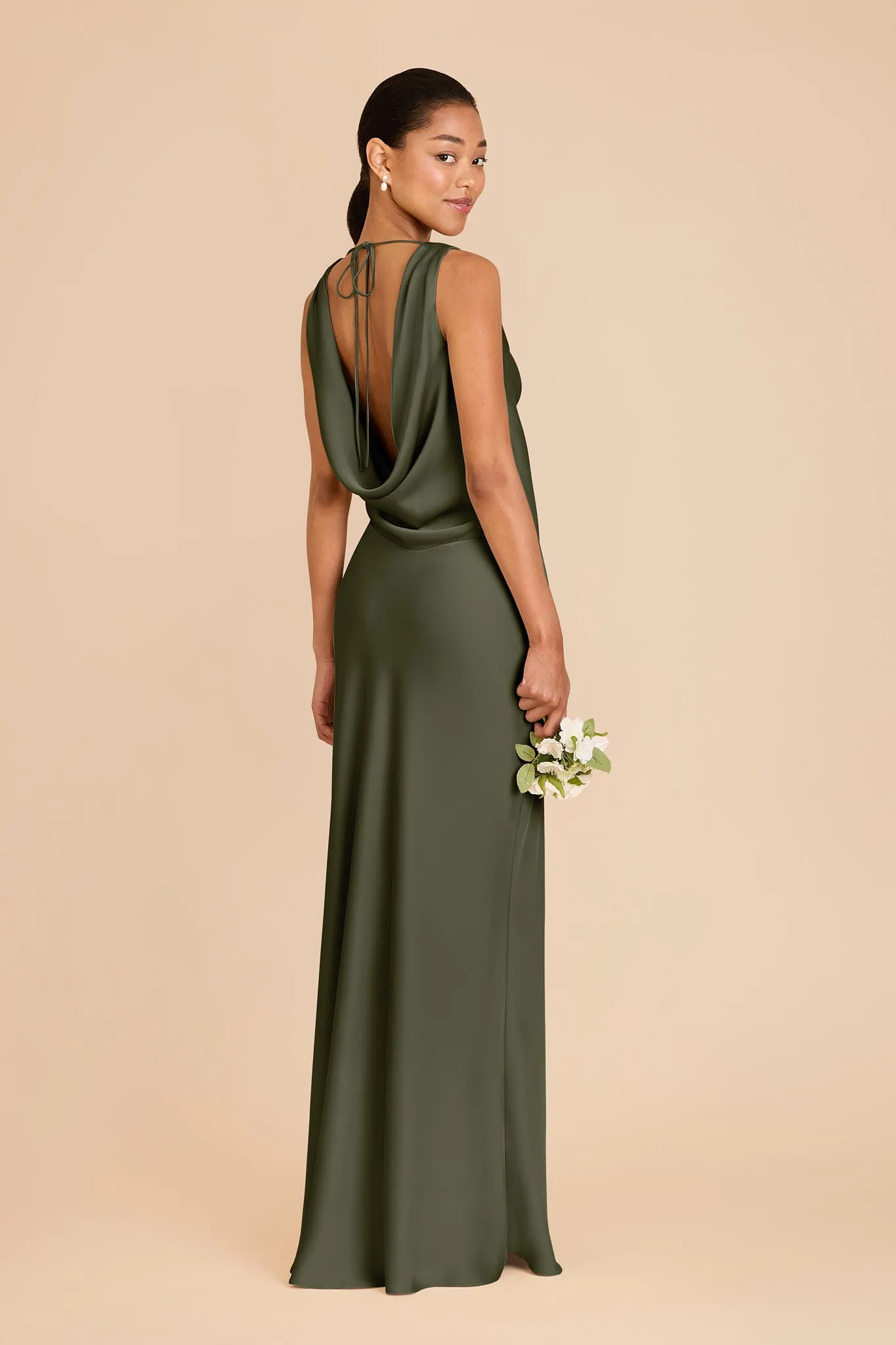 Bonnie Matte Satin Dress - Olive sold by Birdy Grey product image thumbnail 4