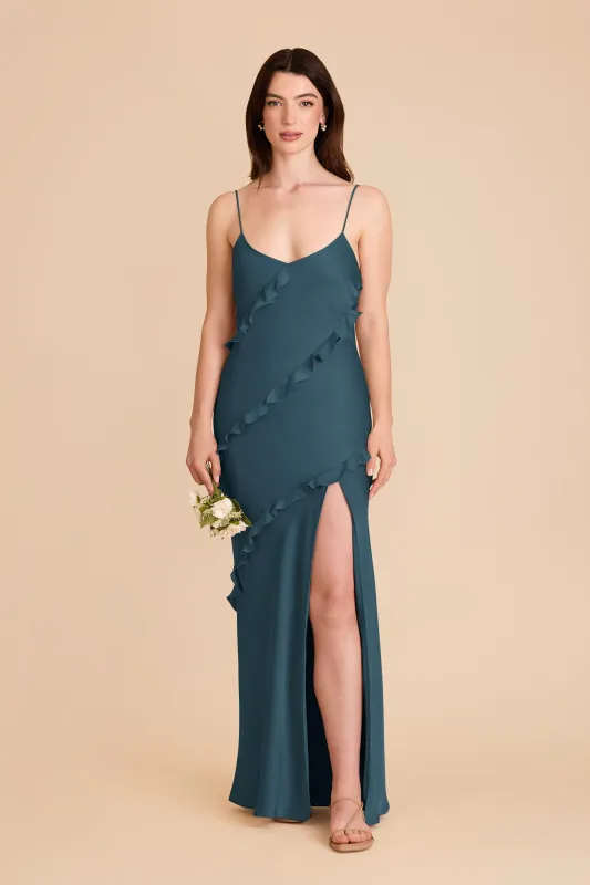 Valentina Matte Satin Dress - Dark Teal sold by Birdy Grey
