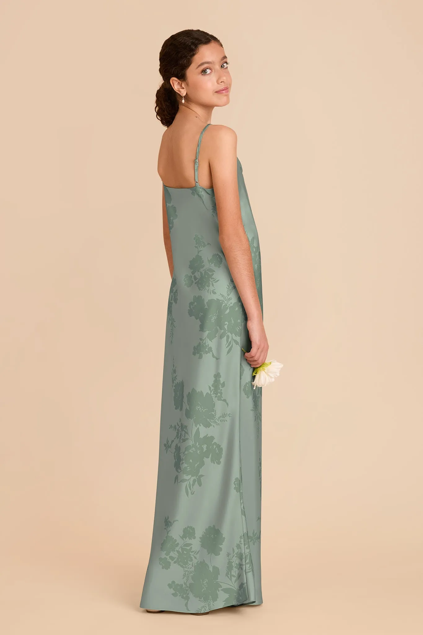 Elisa Junior Matte Satin Dress - Sage Whimsical Blooms sold by Birdy Grey product image thumbnail 4