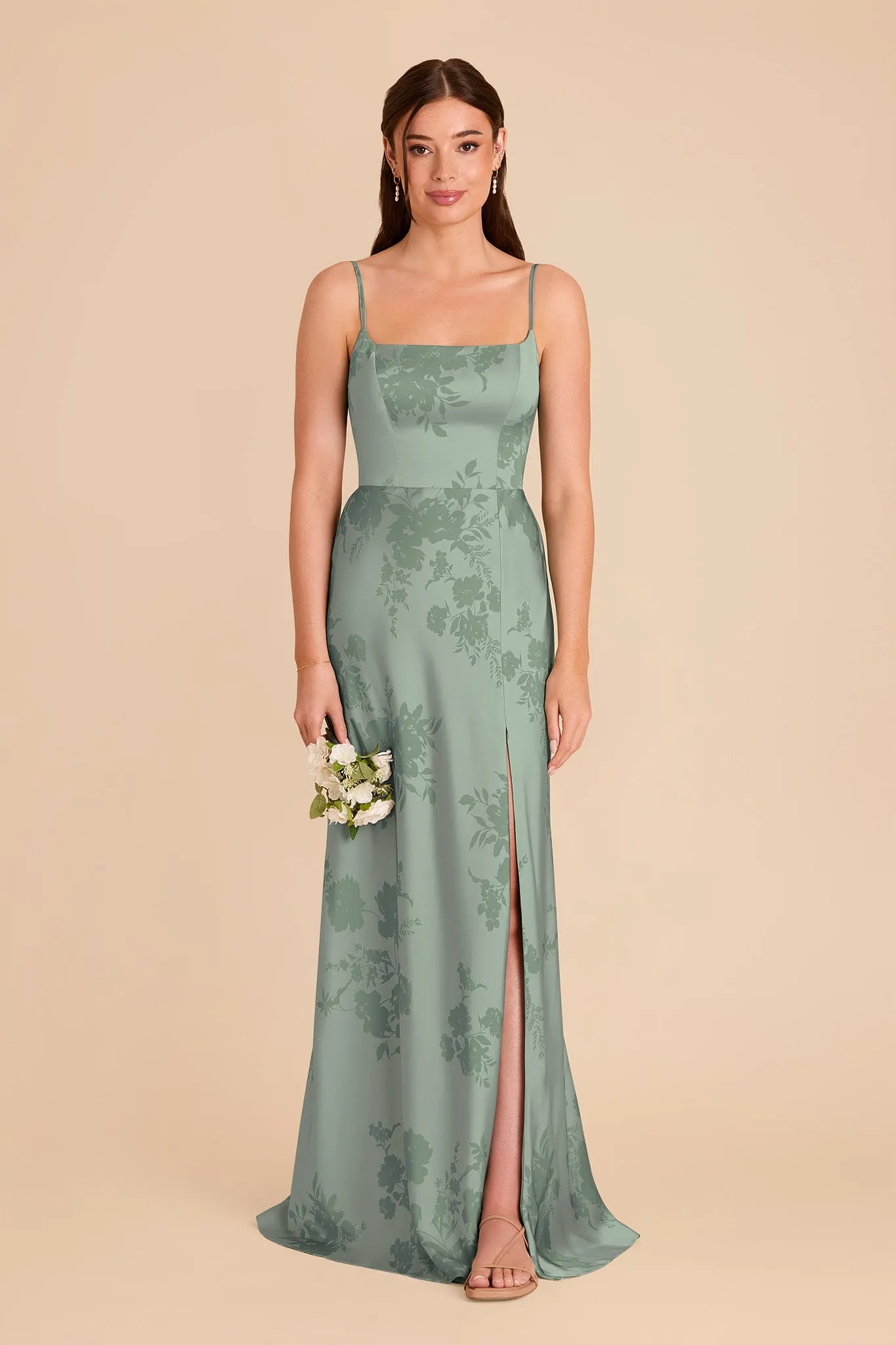 Mai Matte Satin Dress - Sage Whimsical Blooms sold by Birdy Grey product image thumbnail 2