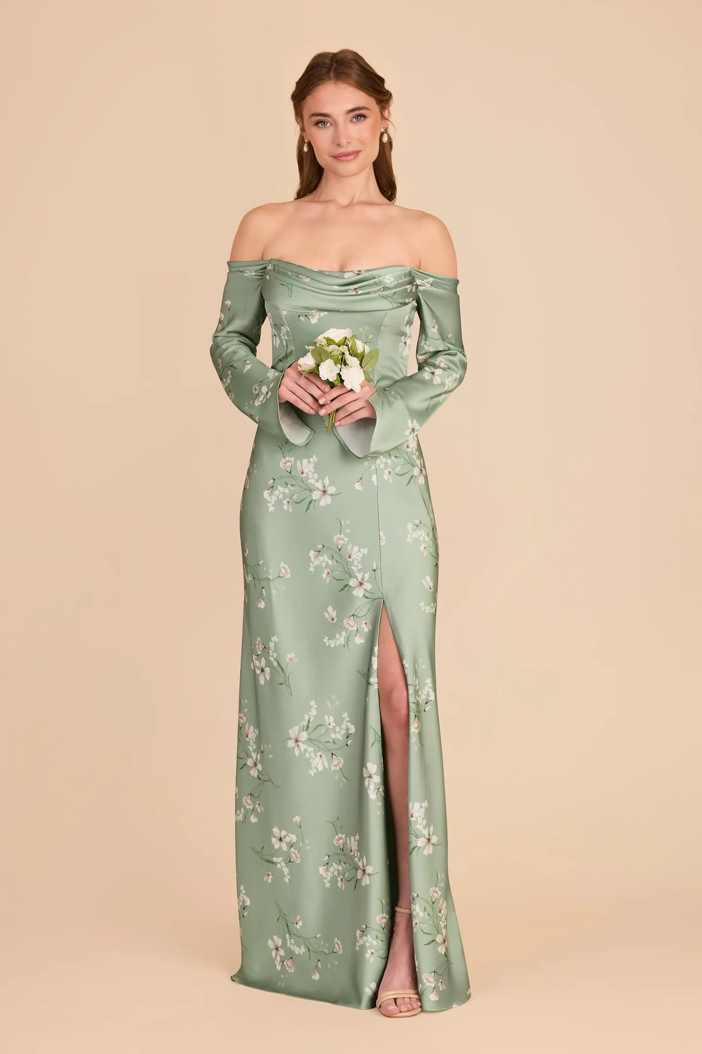 Maya Matte Satin Dress - Sage Le Fleur sold by Birdy Grey