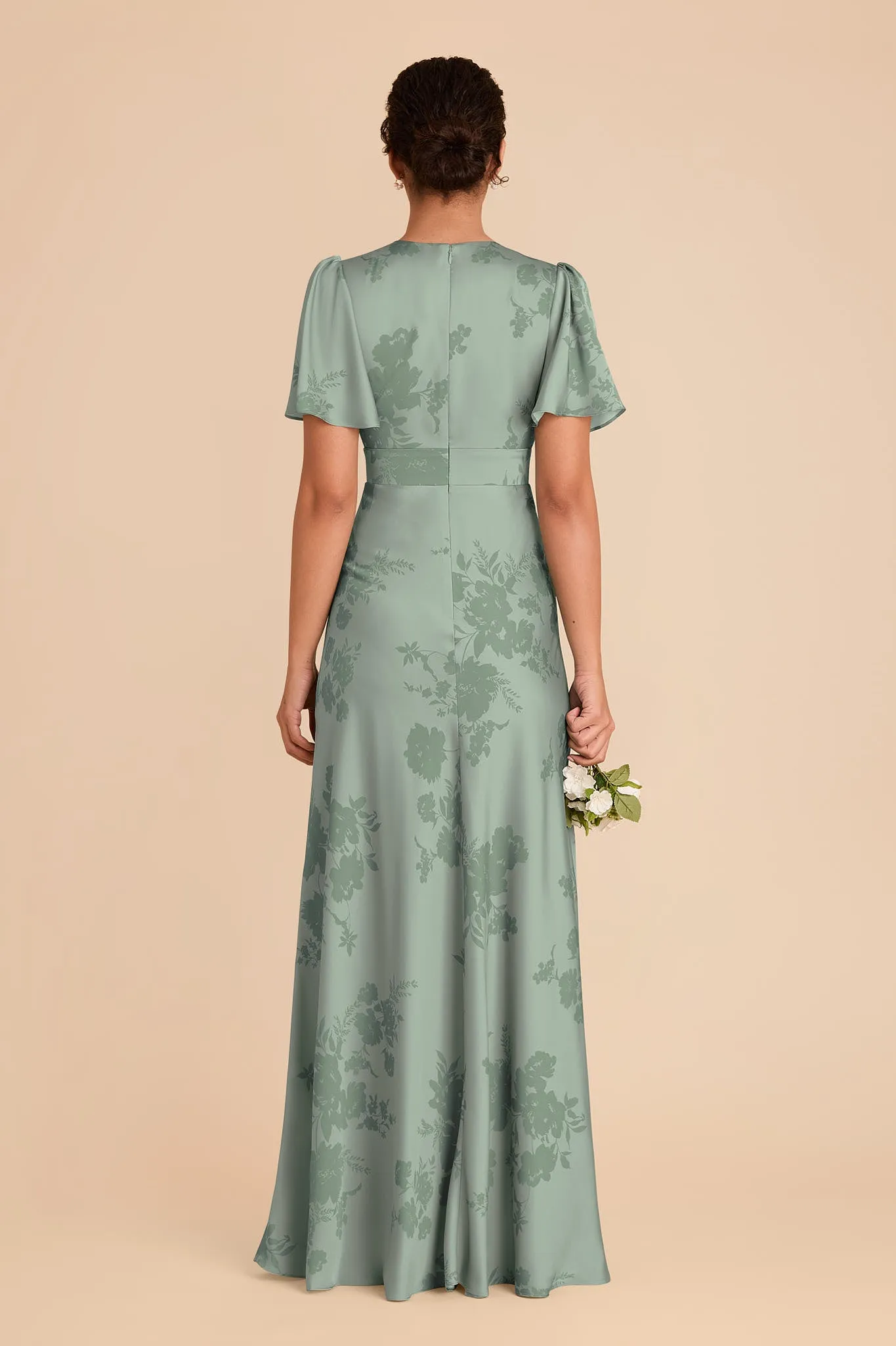 Marni Matte Satin Dress - Sage Whimsical Blooms sold by Birdy Grey product image thumbnail 4