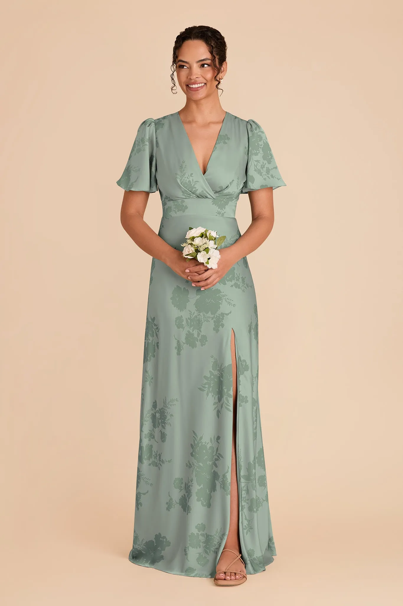 Marni Matte Satin Dress - Sage Whimsical Blooms sold by Birdy Grey product image thumbnail 2