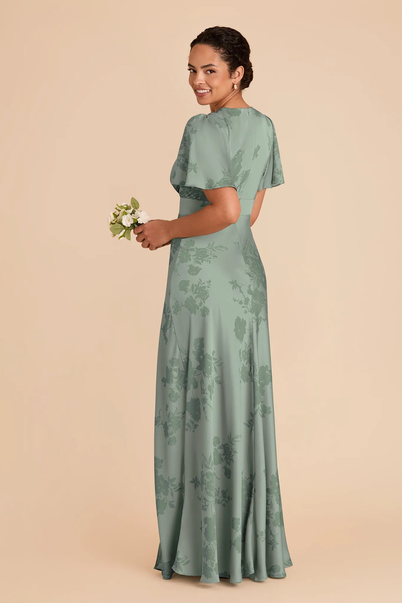 Marni Matte Satin Dress - Sage Whimsical Blooms sold by Birdy Grey product image thumbnail 3