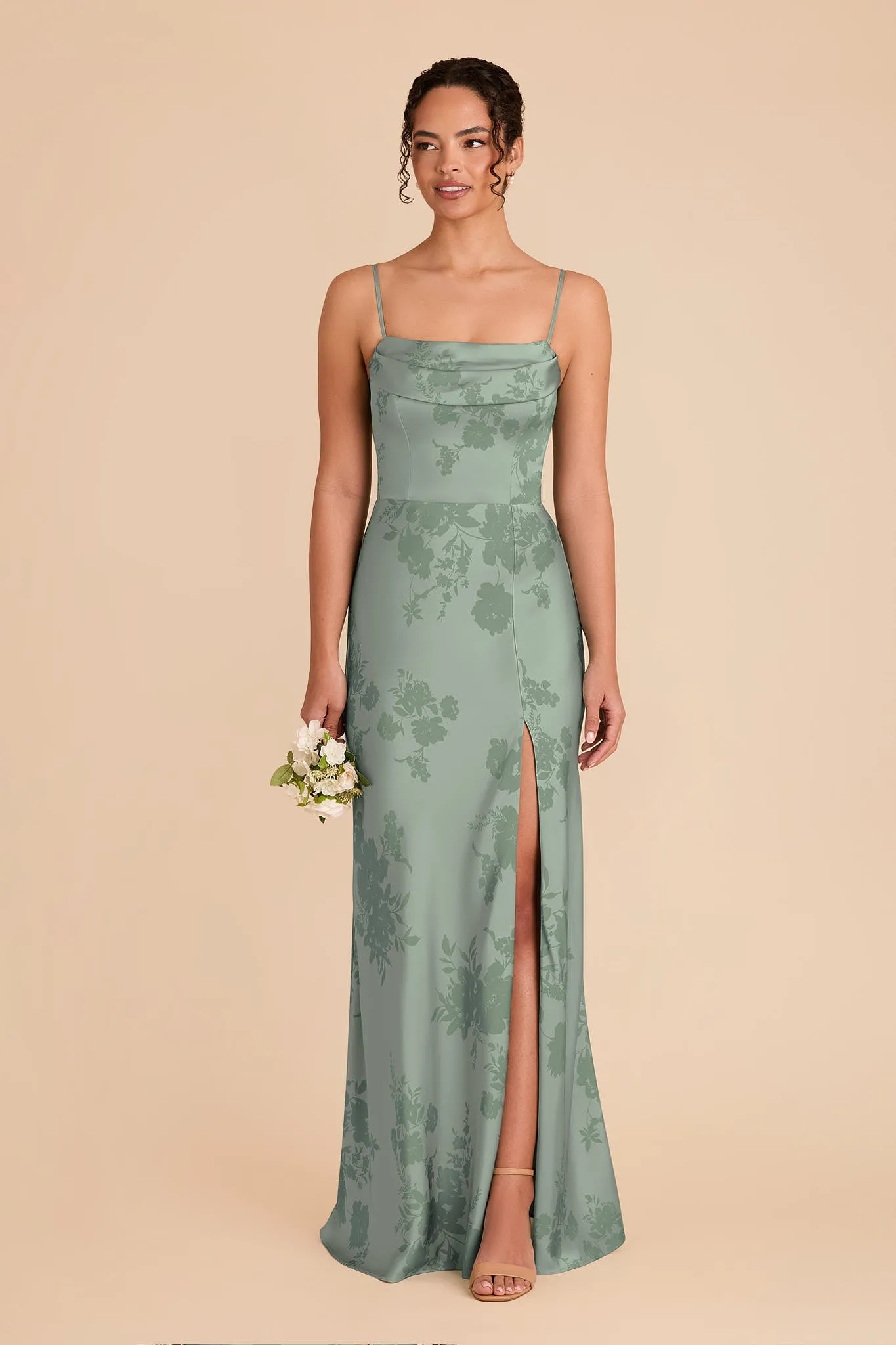 Mia Matte Satin Convertible Dress - Sage Whimsical Blooms sold by Birdy Grey product image thumbnail 3