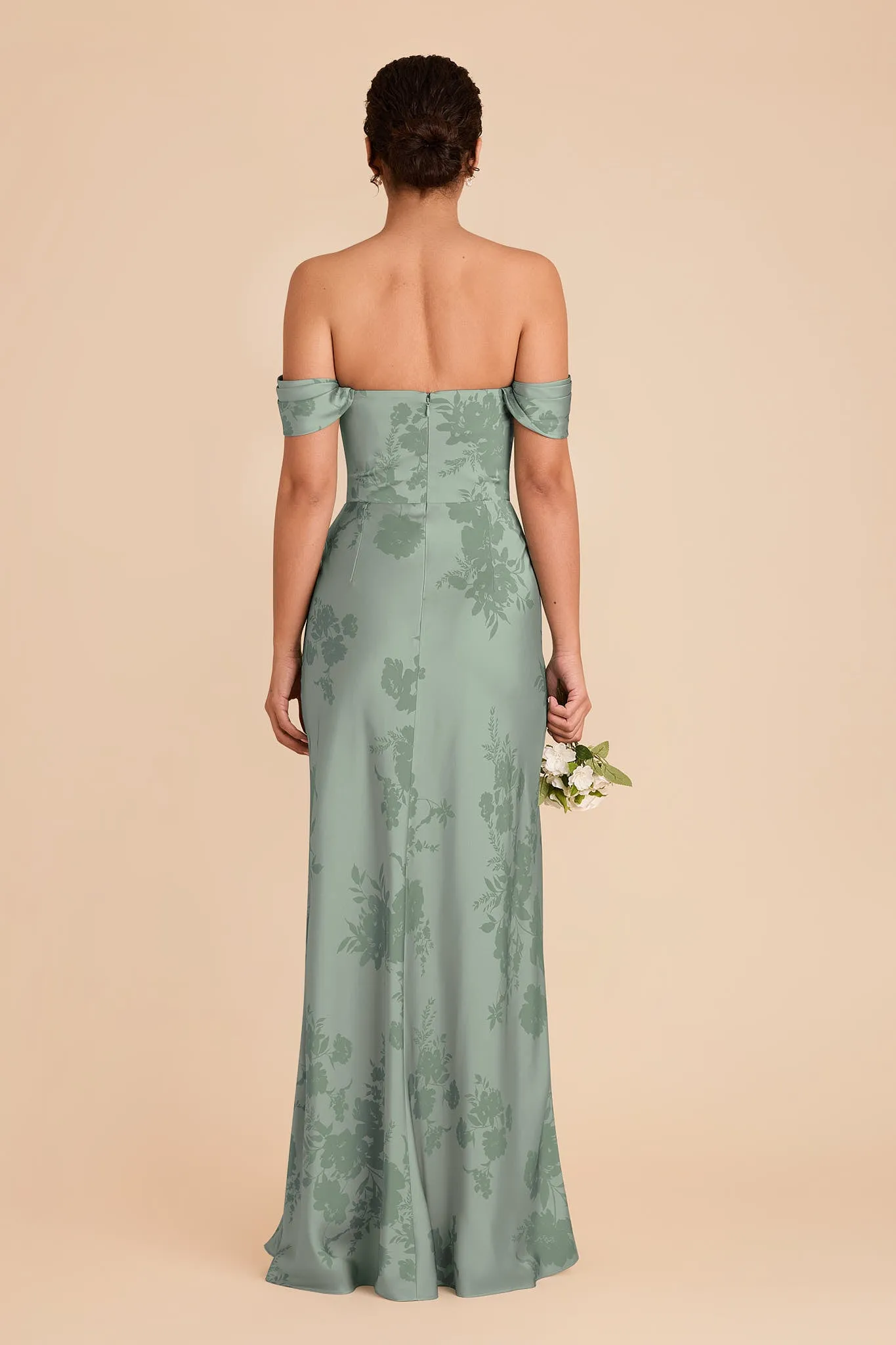 Mia Matte Satin Convertible Dress - Sage Whimsical Blooms sold by Birdy Grey product image thumbnail 5