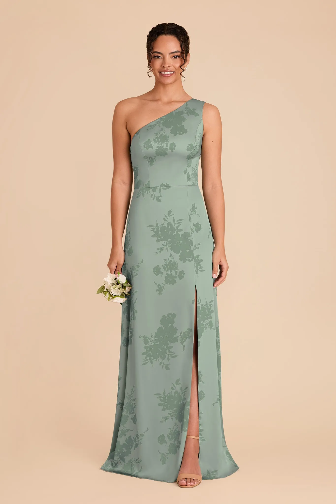 Kira Matte Satin Dress - Sage Whimsical Blooms sold by Birdy Grey