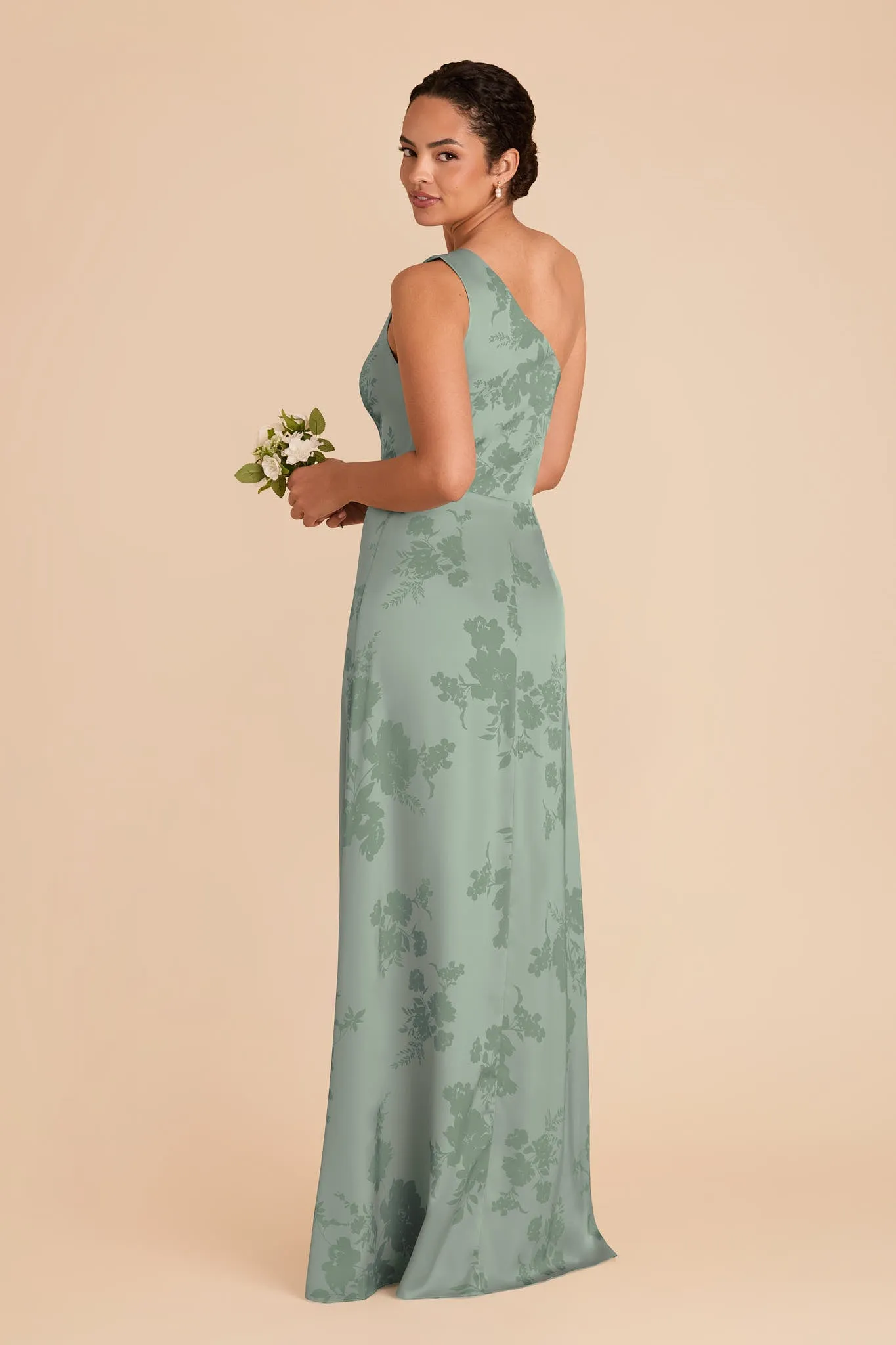 Kira Matte Satin Dress - Sage Whimsical Blooms sold by Birdy Grey product image thumbnail 3