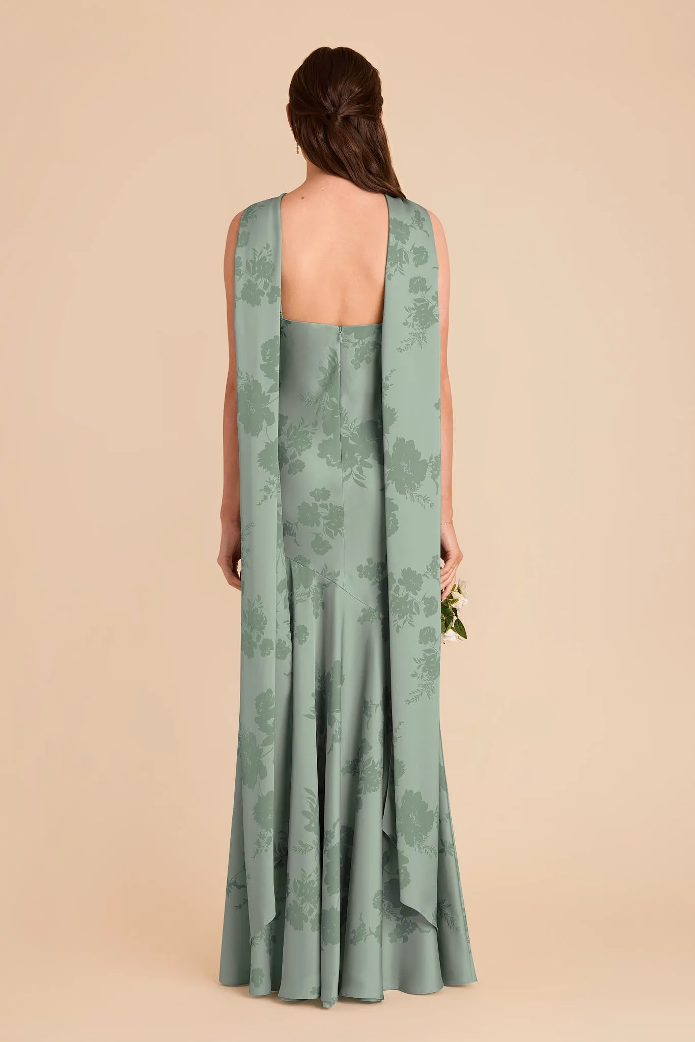 Eileen Matte Satin Dress - Sage Whimsical Blooms sold by Birdy Grey product image thumbnail 5