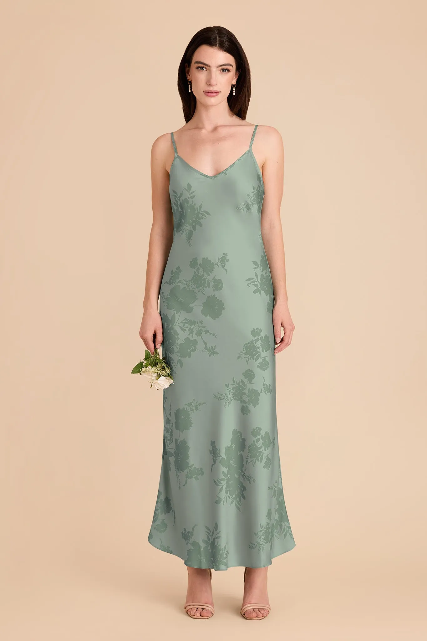 Alice Matte Satin Dress - Sage Whimsical Blooms sold by Birdy Grey