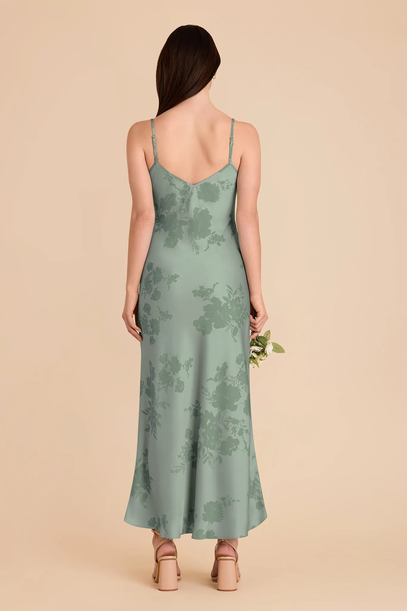 Alice Matte Satin Dress - Sage Whimsical Blooms sold by Birdy Grey product image thumbnail 4
