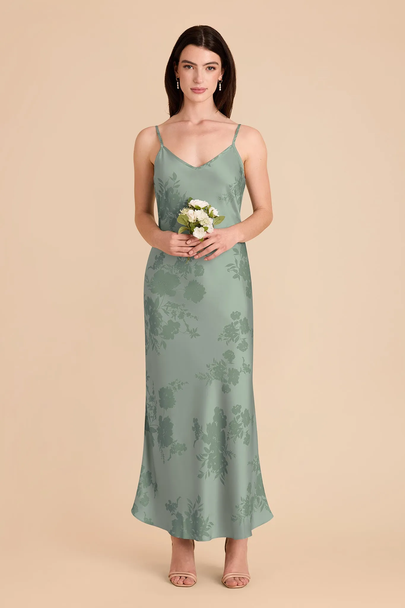 Alice Matte Satin Dress - Sage Whimsical Blooms sold by Birdy Grey product image thumbnail 2