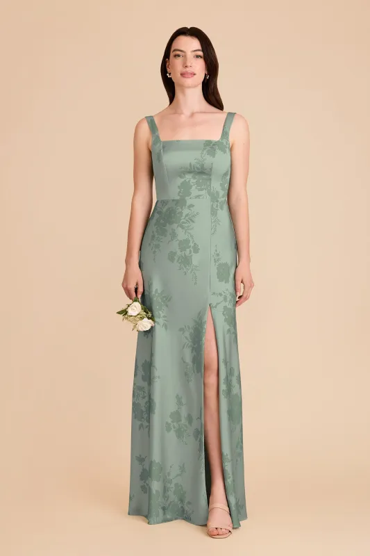 Alex Convertible Dress Matte Satin - Sage Whimsical Blooms sold by Birdy Grey