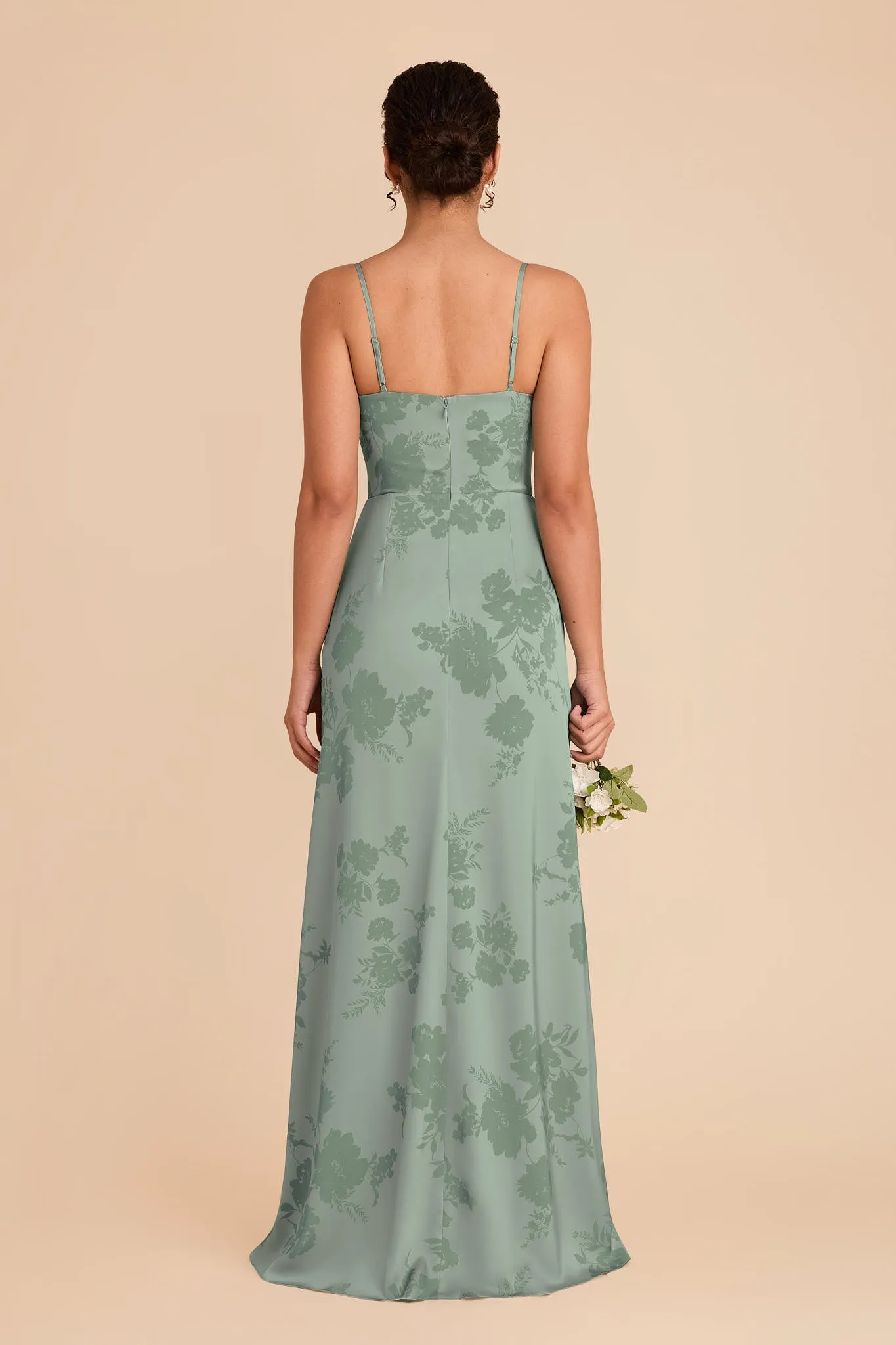 Lydia Matte Satin Dress - Sage Whimsical Blooms sold by Birdy Grey product image thumbnail 4