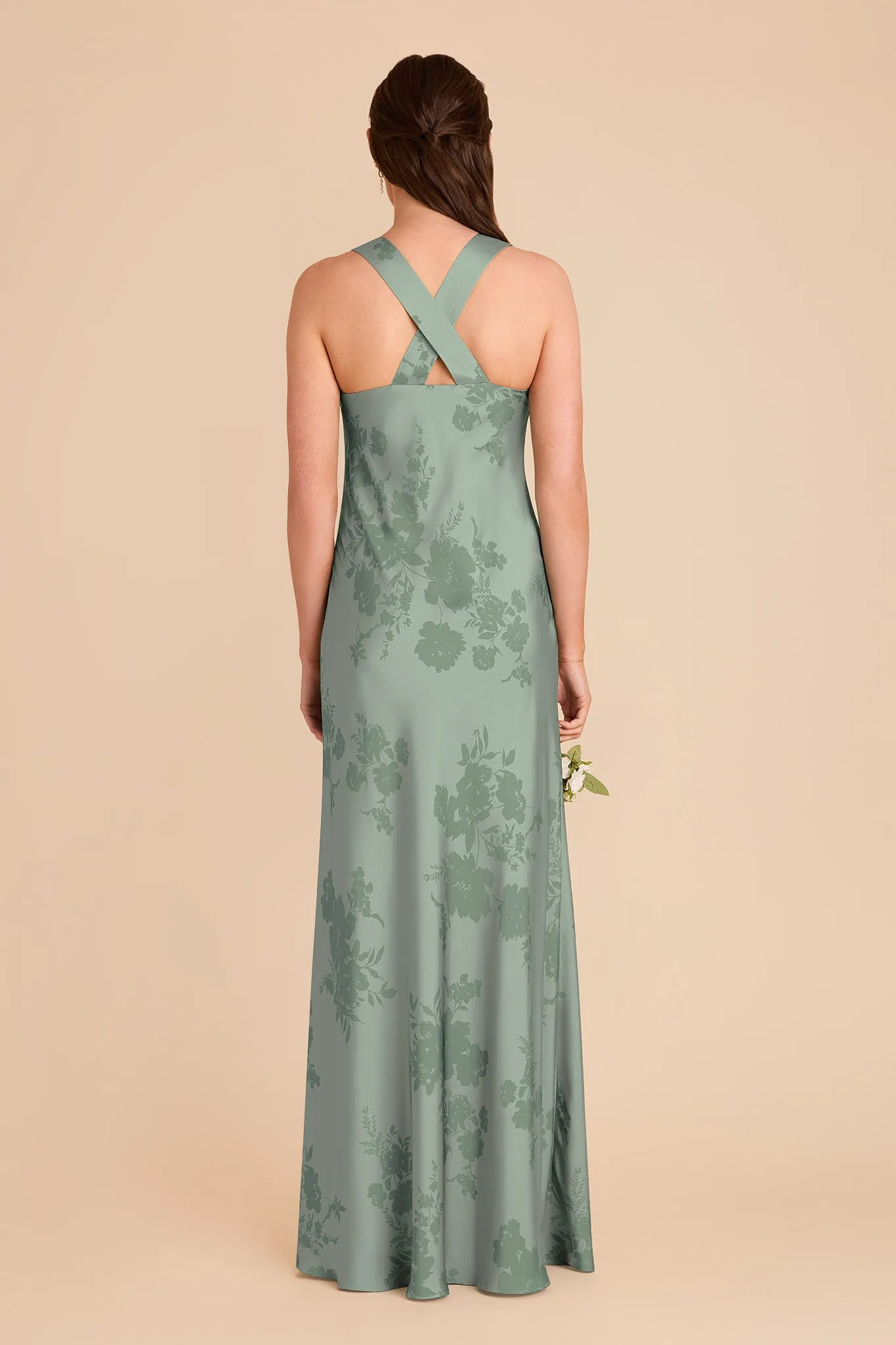 Veronica Matte Satin Dress - Sage Whimsical Blooms sold by Birdy Grey product image thumbnail 4