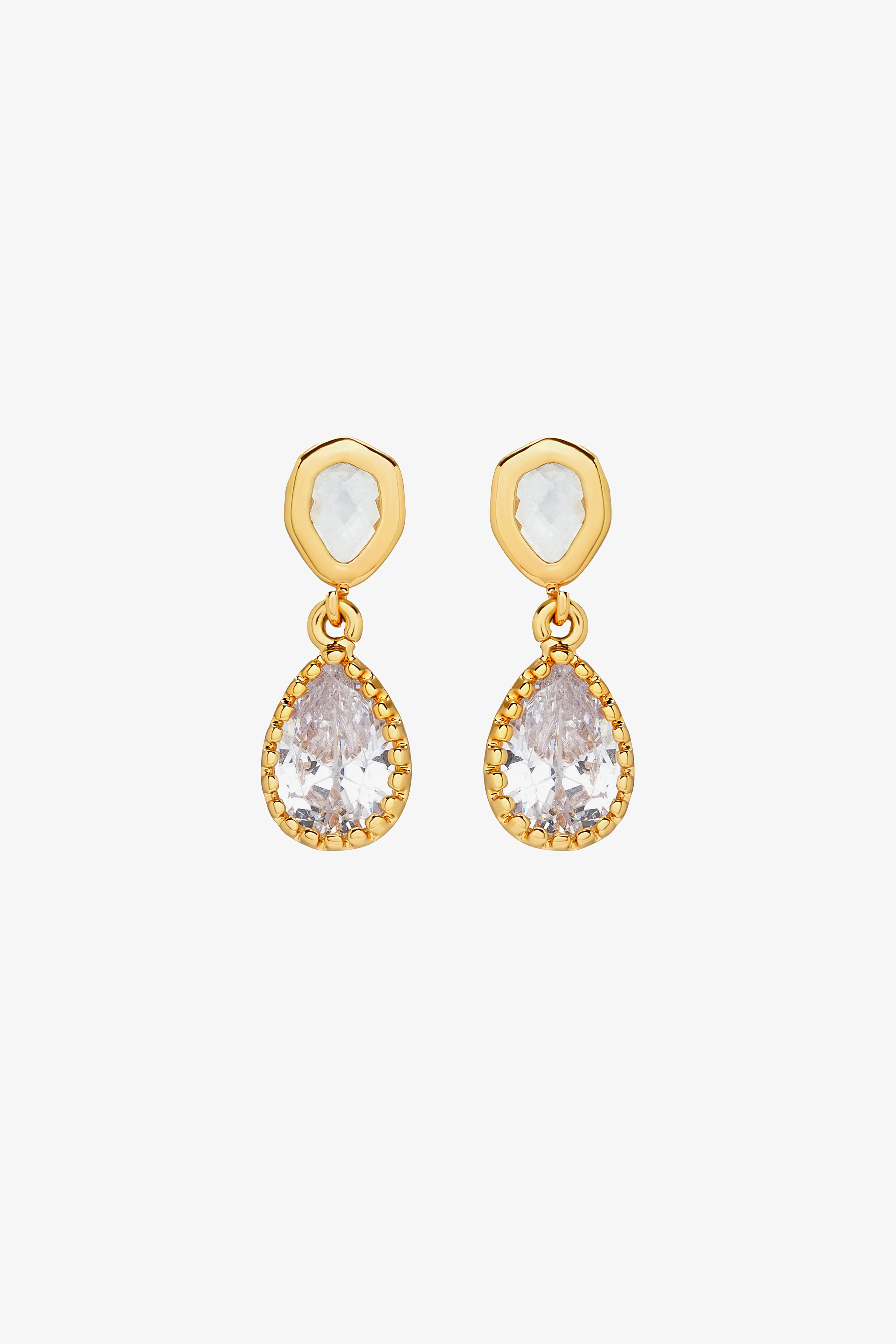 Glass Teardrop Earring - Gold sold by Birdy Grey
