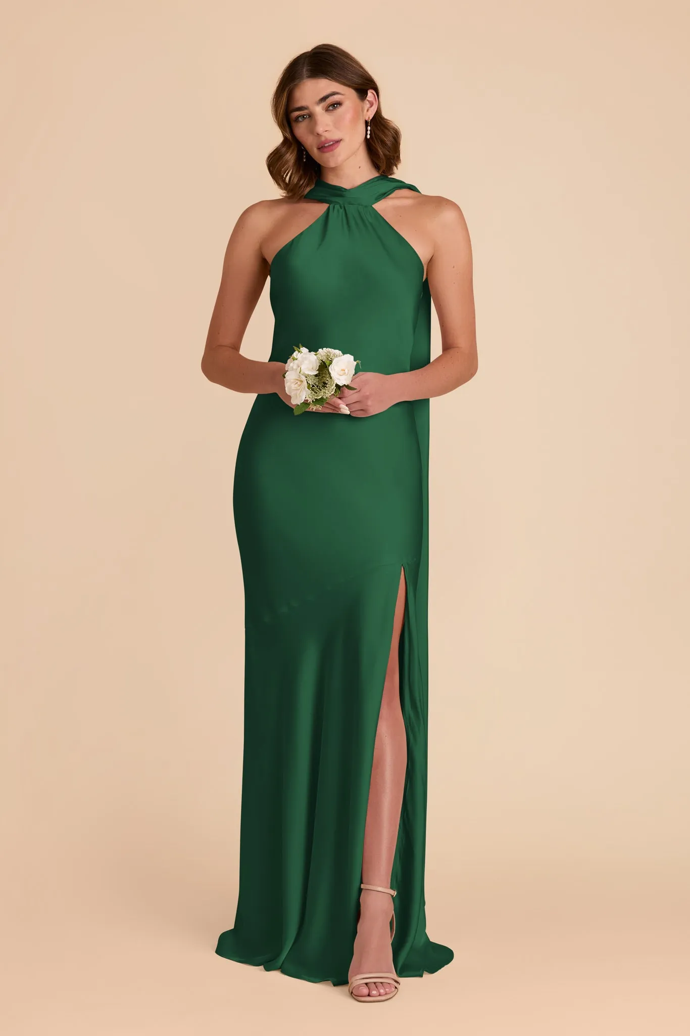 Eileen Matte Satin Dress - Forest Green sold by Birdy Grey