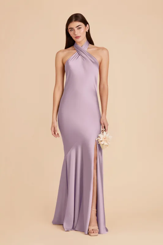 Stephanie Matte Satin Dress - Lavender sold by Birdy Grey