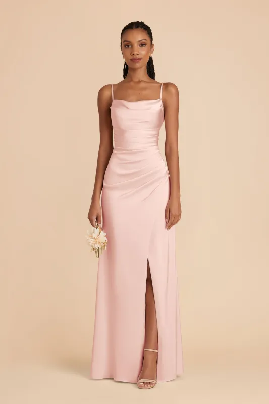 Lydia Matte Satin Dress - Blush Pink sold by Birdy Grey