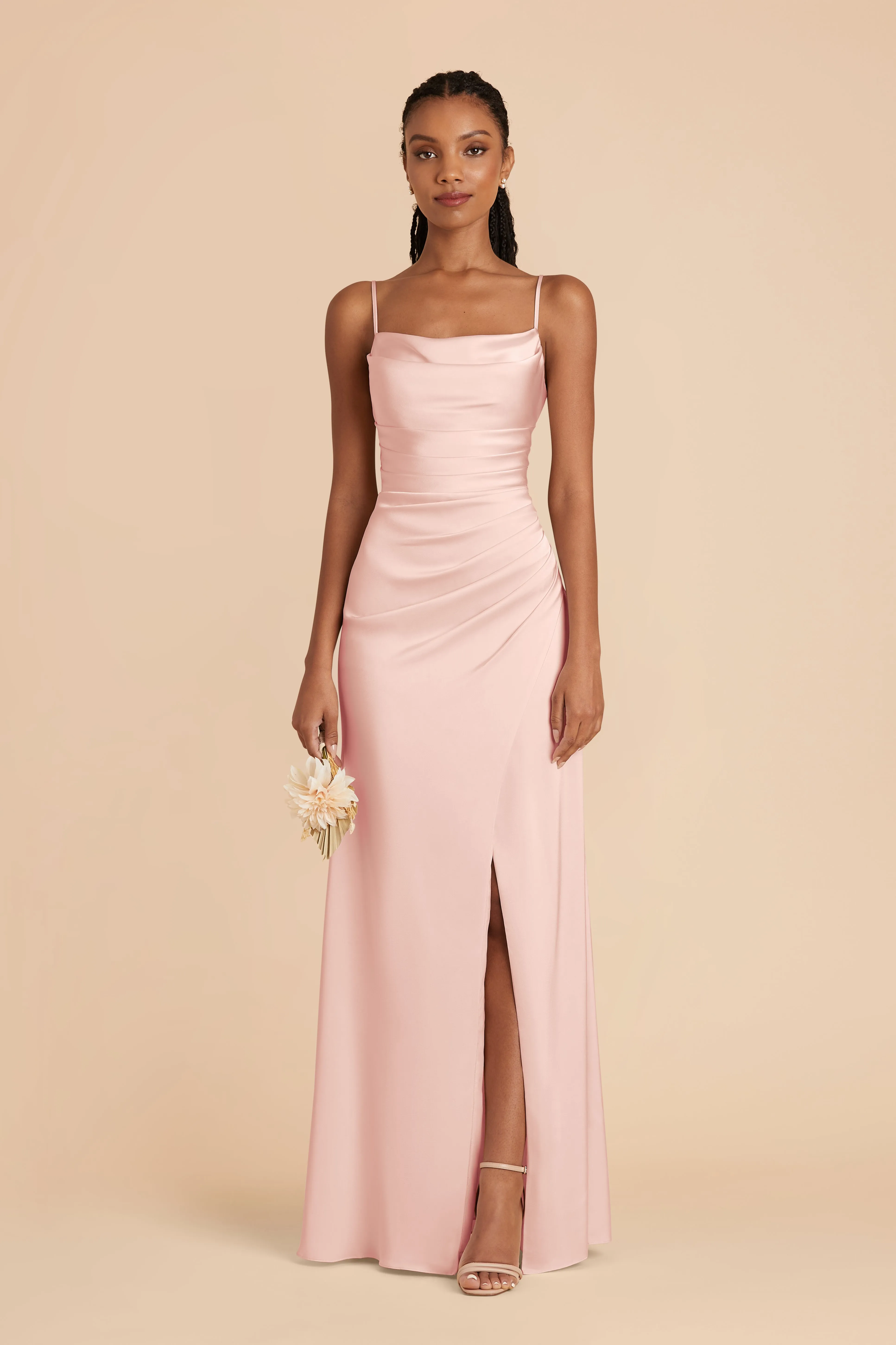 Lydia Matte Satin Dress - Blush Pink sold by Birdy Grey