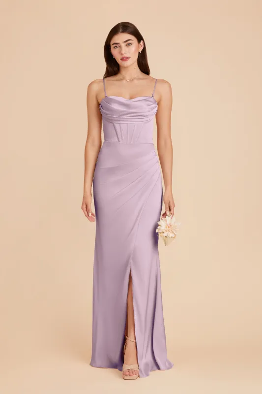 Carrie Matte Satin Dress - Lavender sold by Birdy Grey
