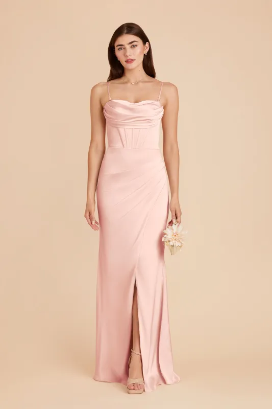 Carrie Matte Satin Dress - Blush Pink sold by Birdy Grey