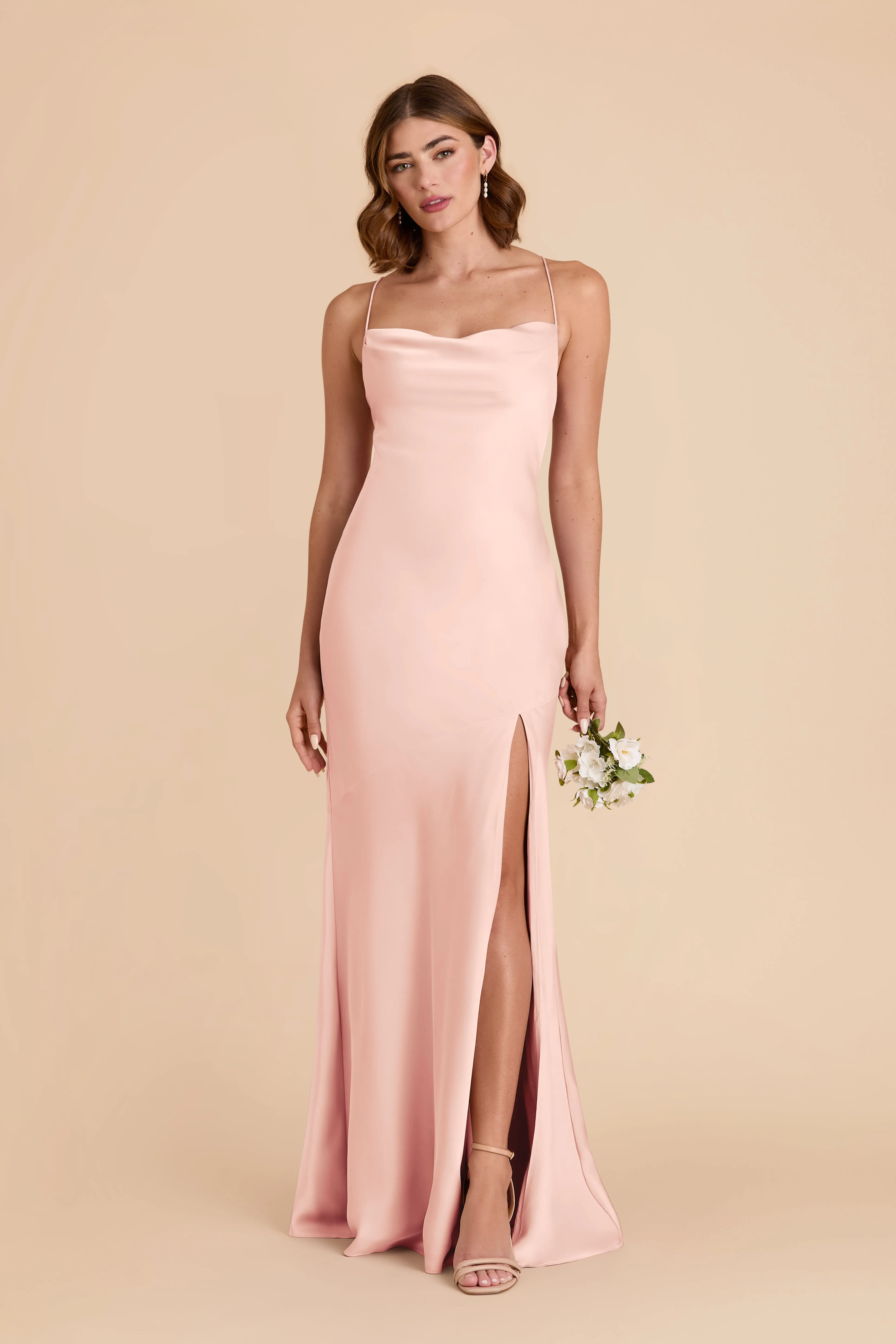 Olivia Matte Satin Dress - Blush Pink sold by Birdy Grey