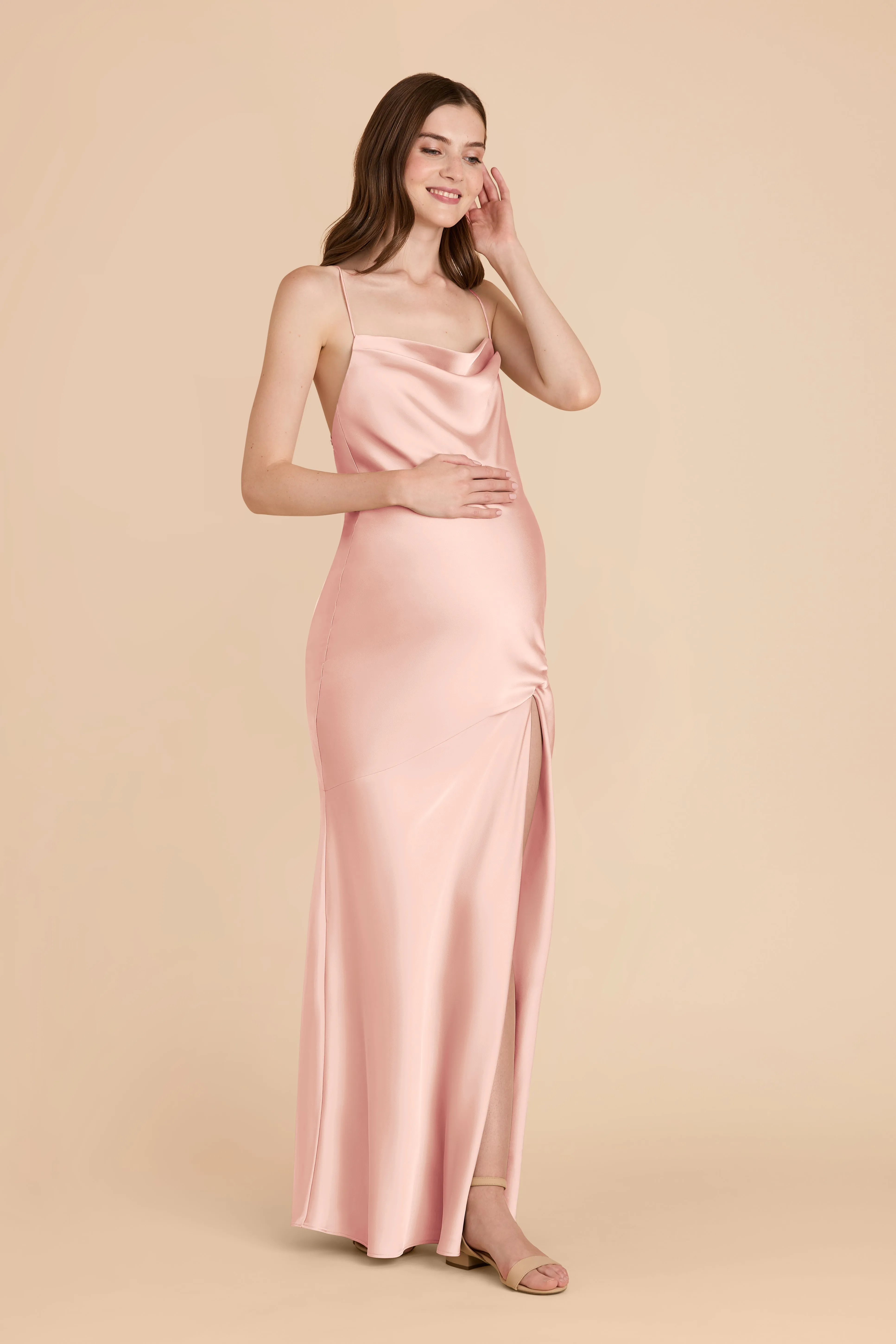 Olivia Matte Satin Dress - Blush Pink sold by Birdy Grey product image thumbnail 4