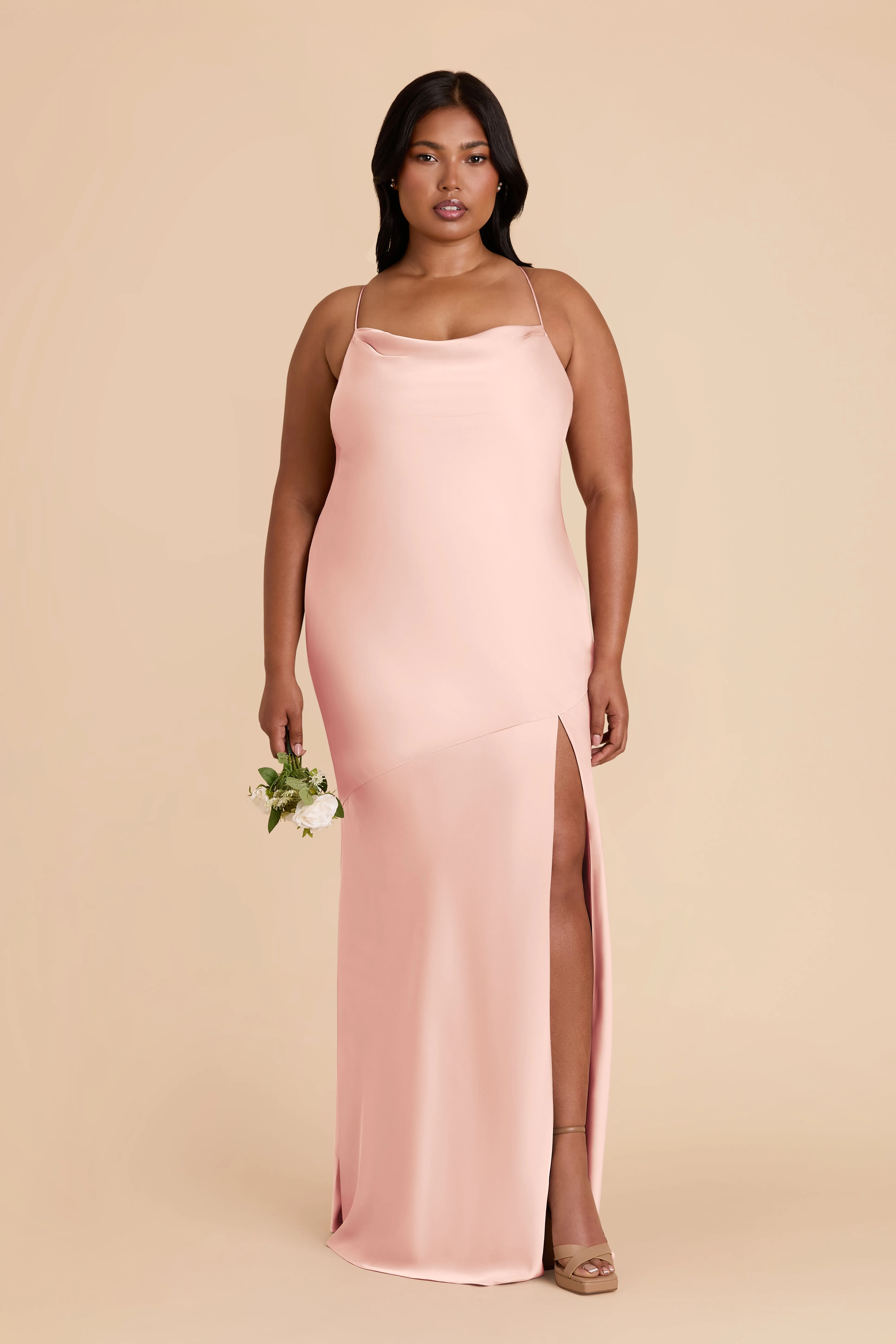 Olivia Matte Satin Dress - Blush Pink sold by Birdy Grey product image thumbnail 3
