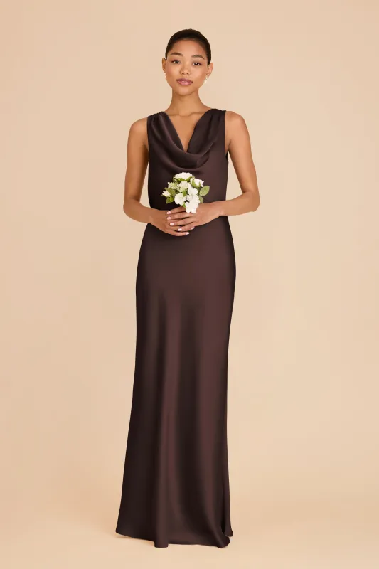 Bonnie Matte Satin Dress - Espresso sold by Birdy Grey