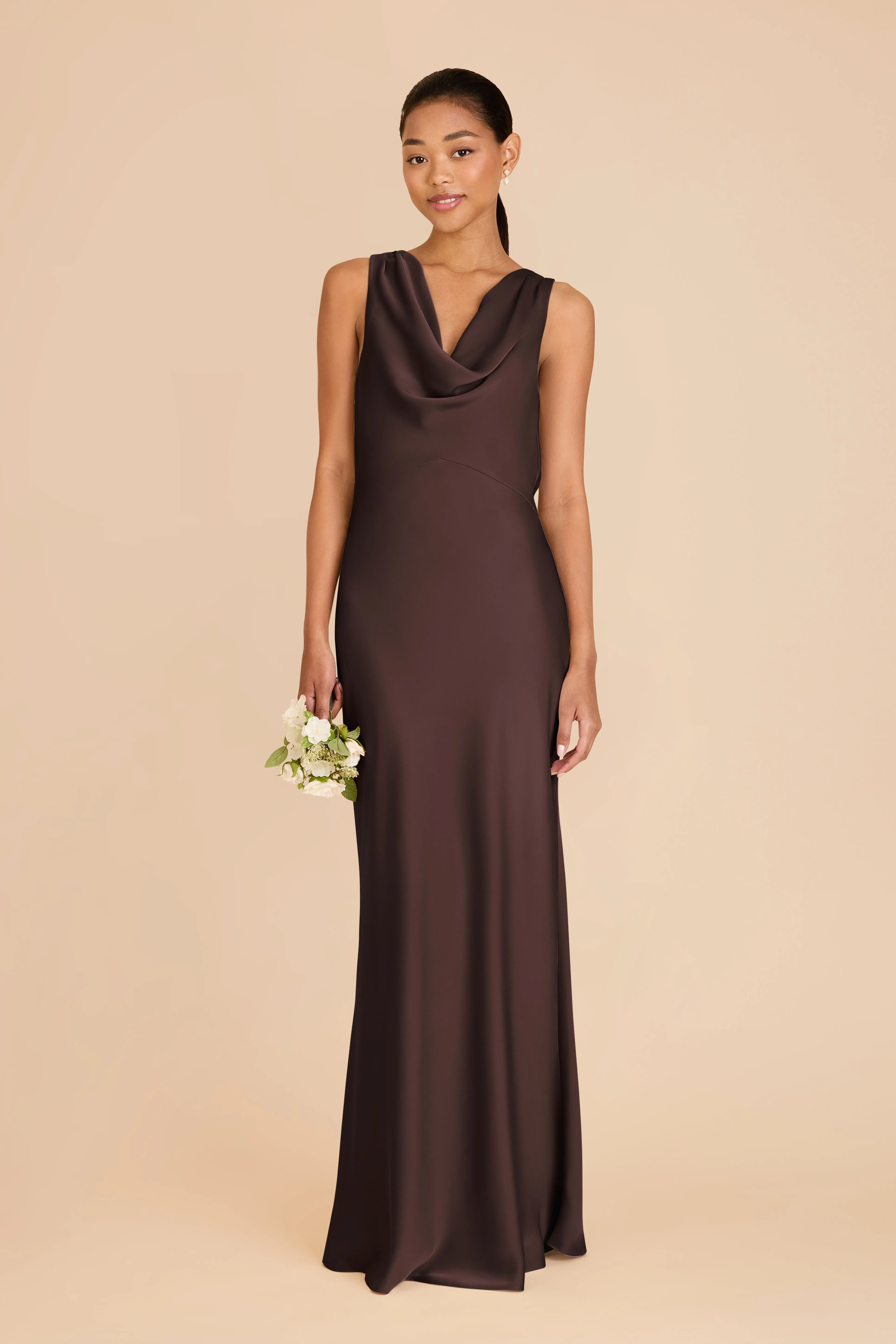Bonnie Matte Satin Dress - Espresso sold by Birdy Grey product image thumbnail 3