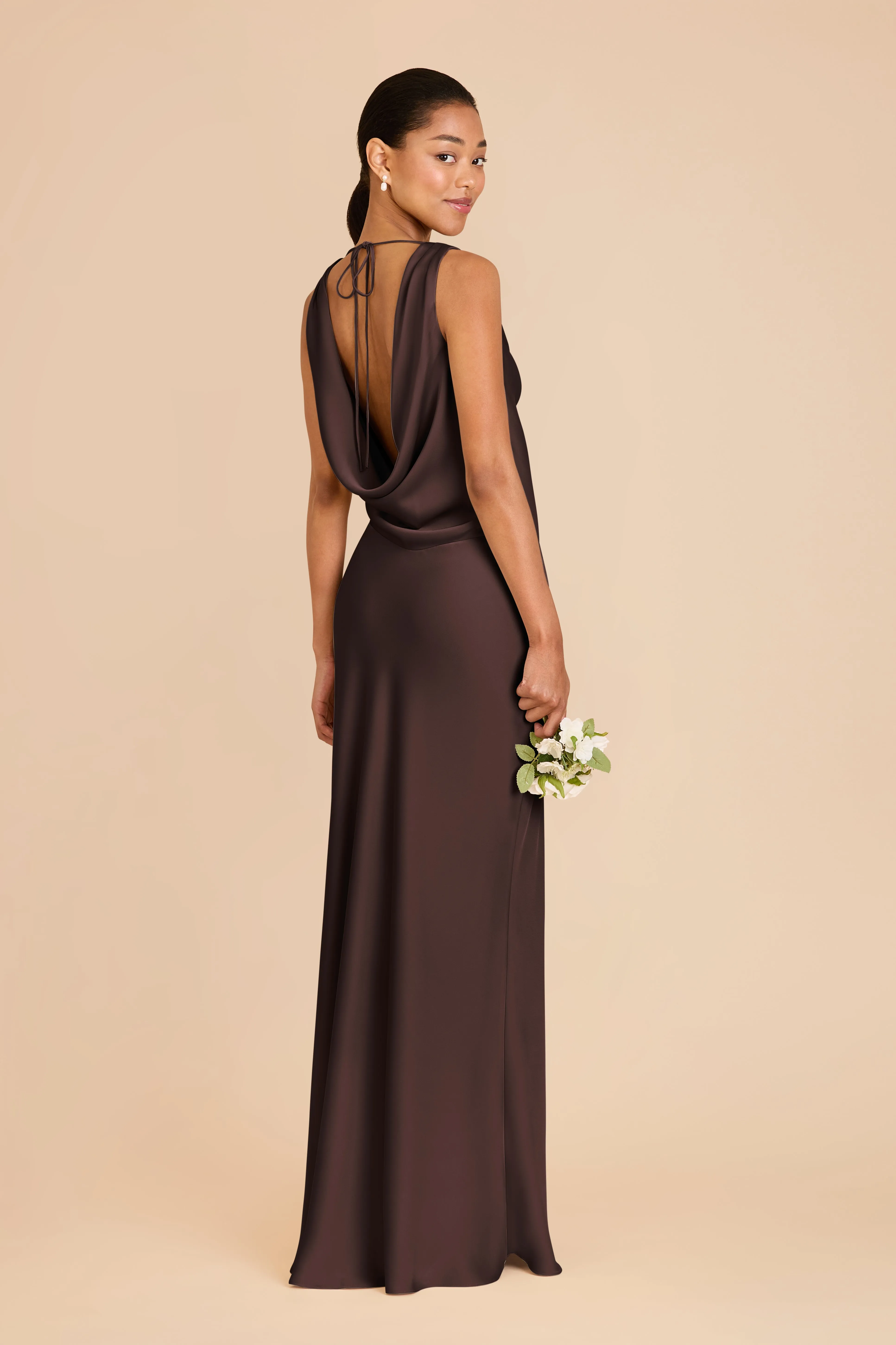 Bonnie Matte Satin Dress - Espresso sold by Birdy Grey product image thumbnail 4
