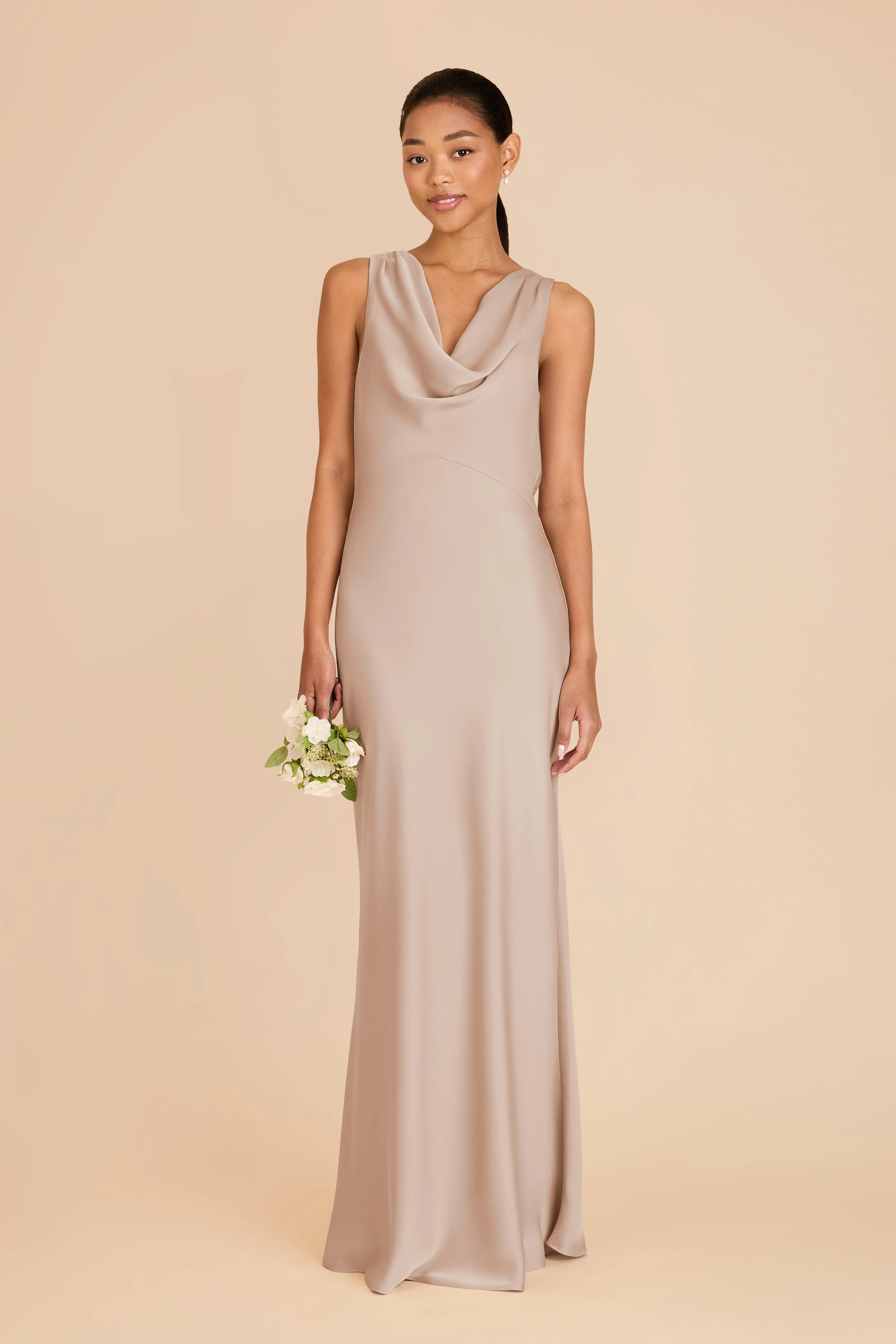 Bonnie Matte Satin Dress - Taupe sold by Birdy Grey product image thumbnail 3