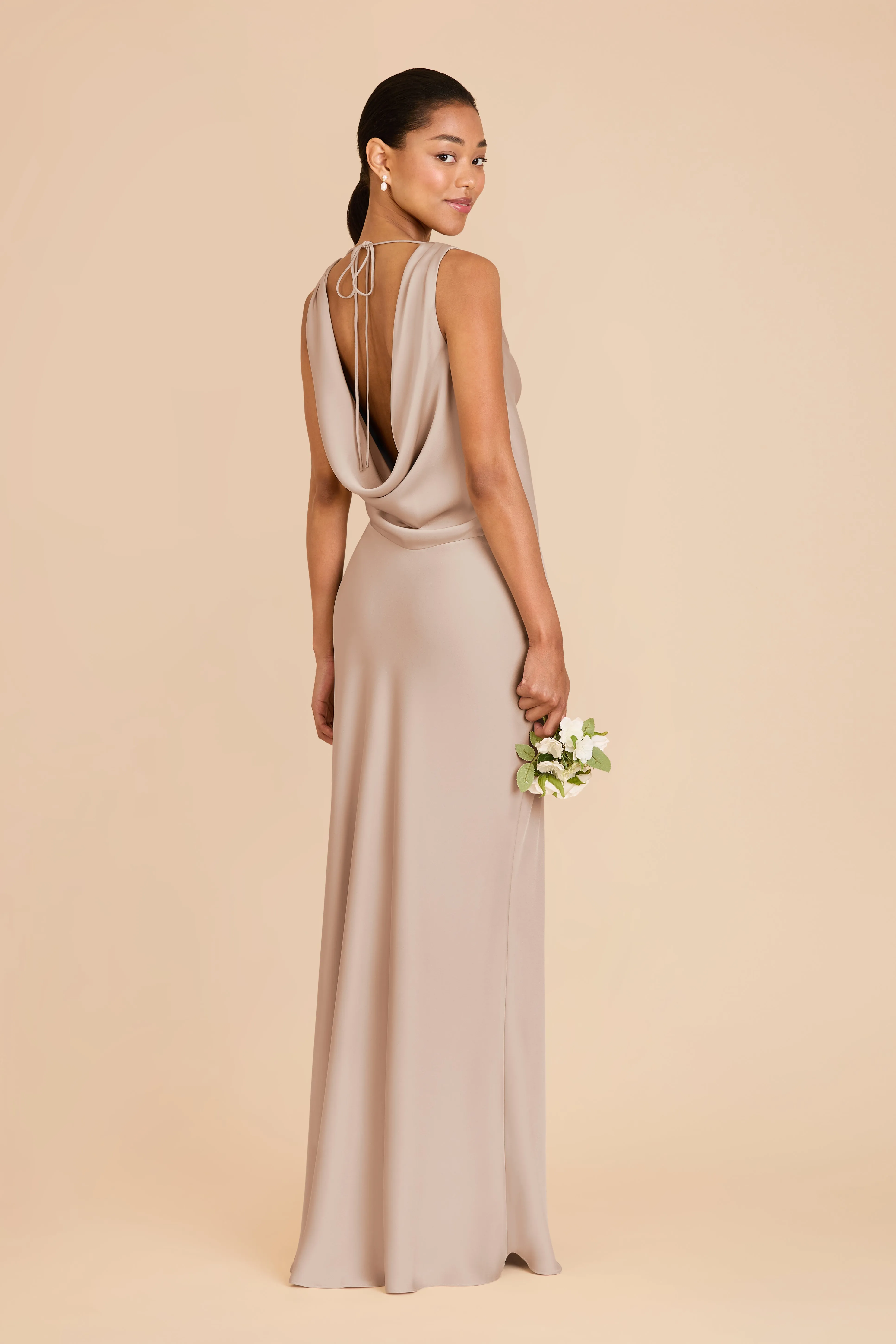 Bonnie Matte Satin Dress - Taupe sold by Birdy Grey product image thumbnail 4