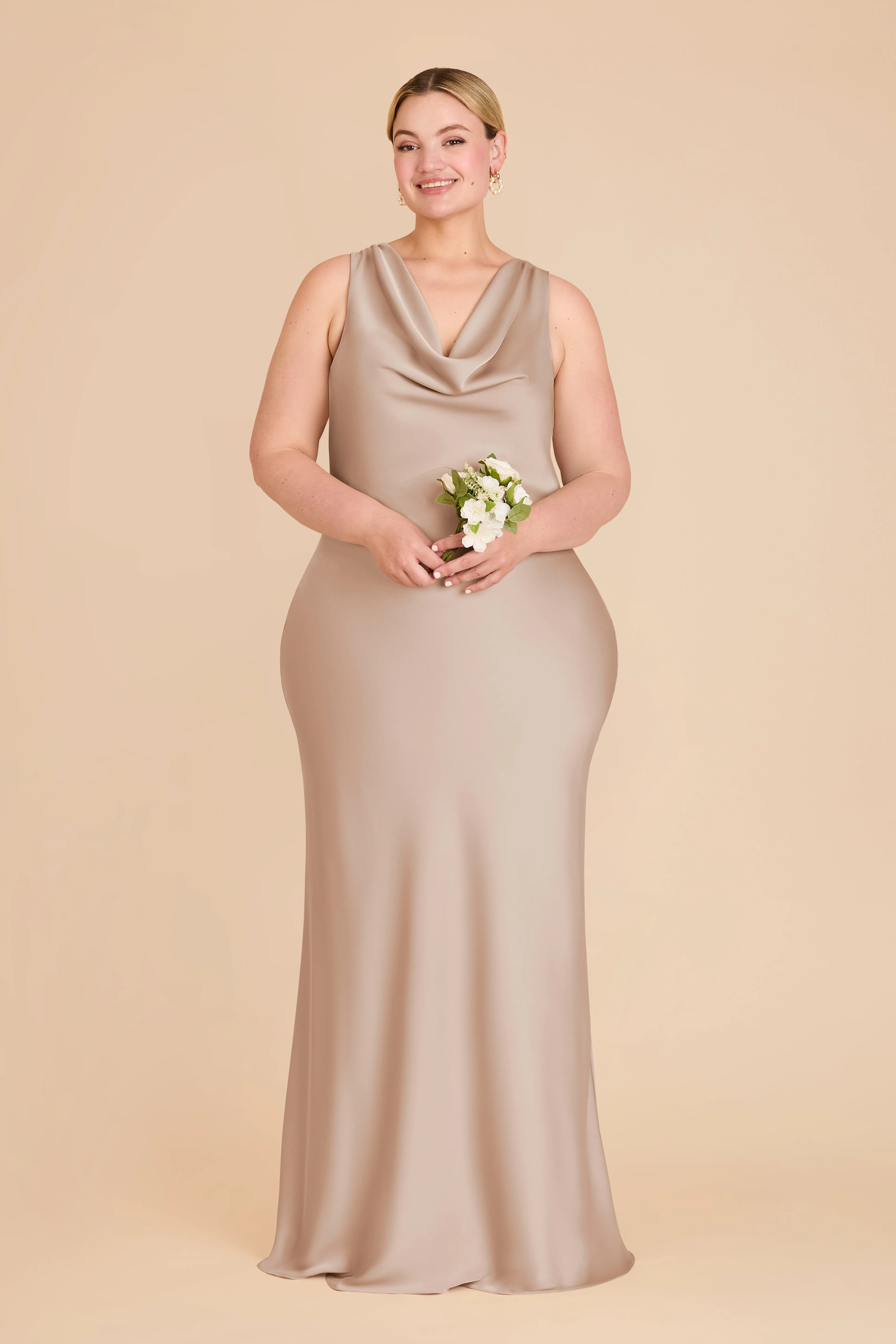 Bonnie Matte Satin Dress - Taupe sold by Birdy Grey product image thumbnail 2