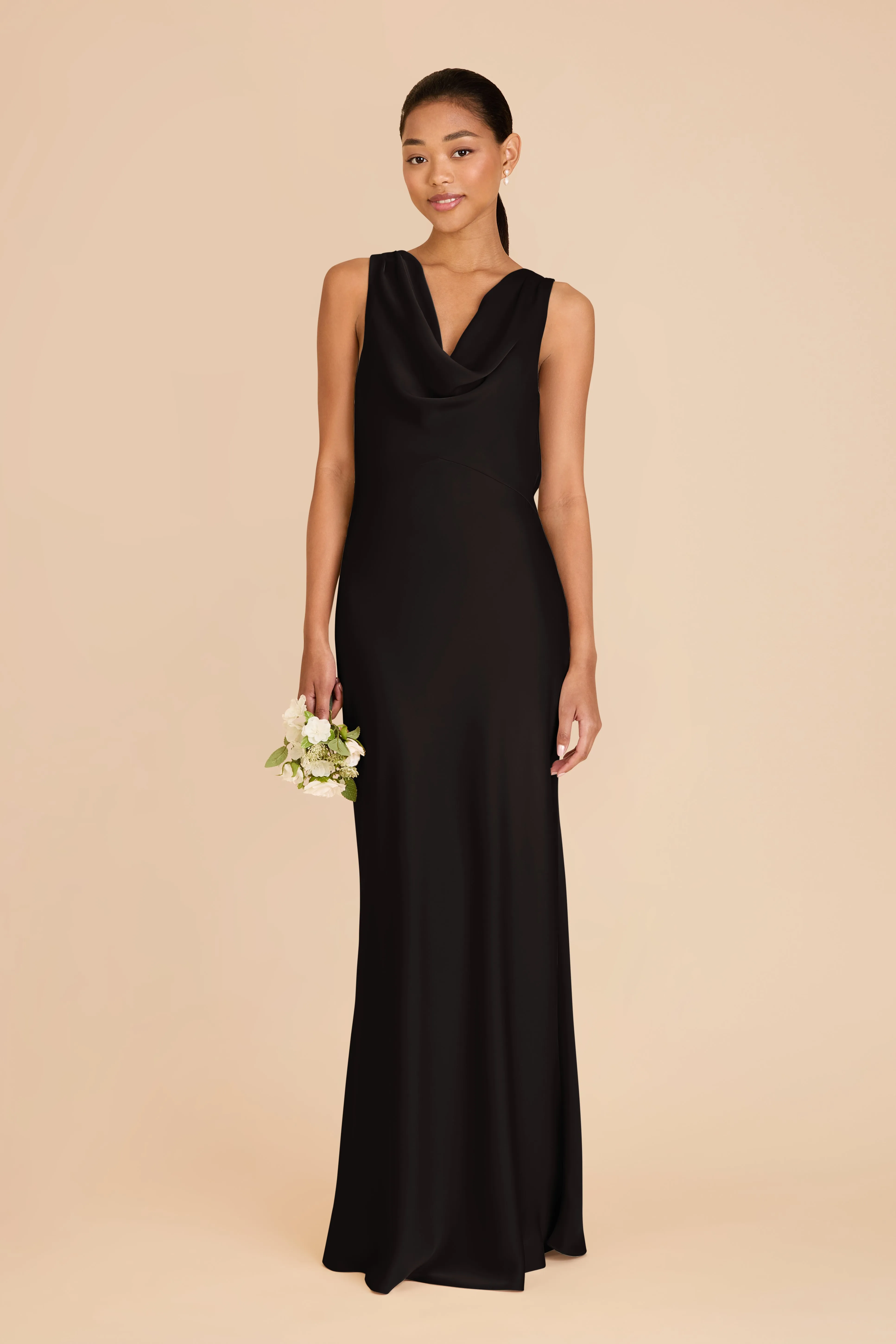 Bonnie Matte Satin Dress - Black sold by Birdy Grey