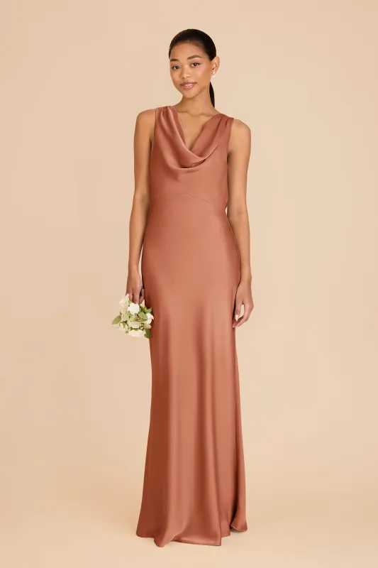 Bonnie Matte Satin Dress - Terracotta sold by Birdy Grey