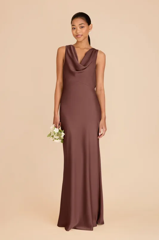 Bonnie Matte Satin Dress - Chocolate Brown sold by Birdy Grey