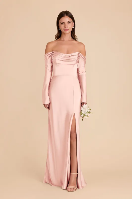Maya Matte Satin Dress - Blush Pink made by Birdy Grey
