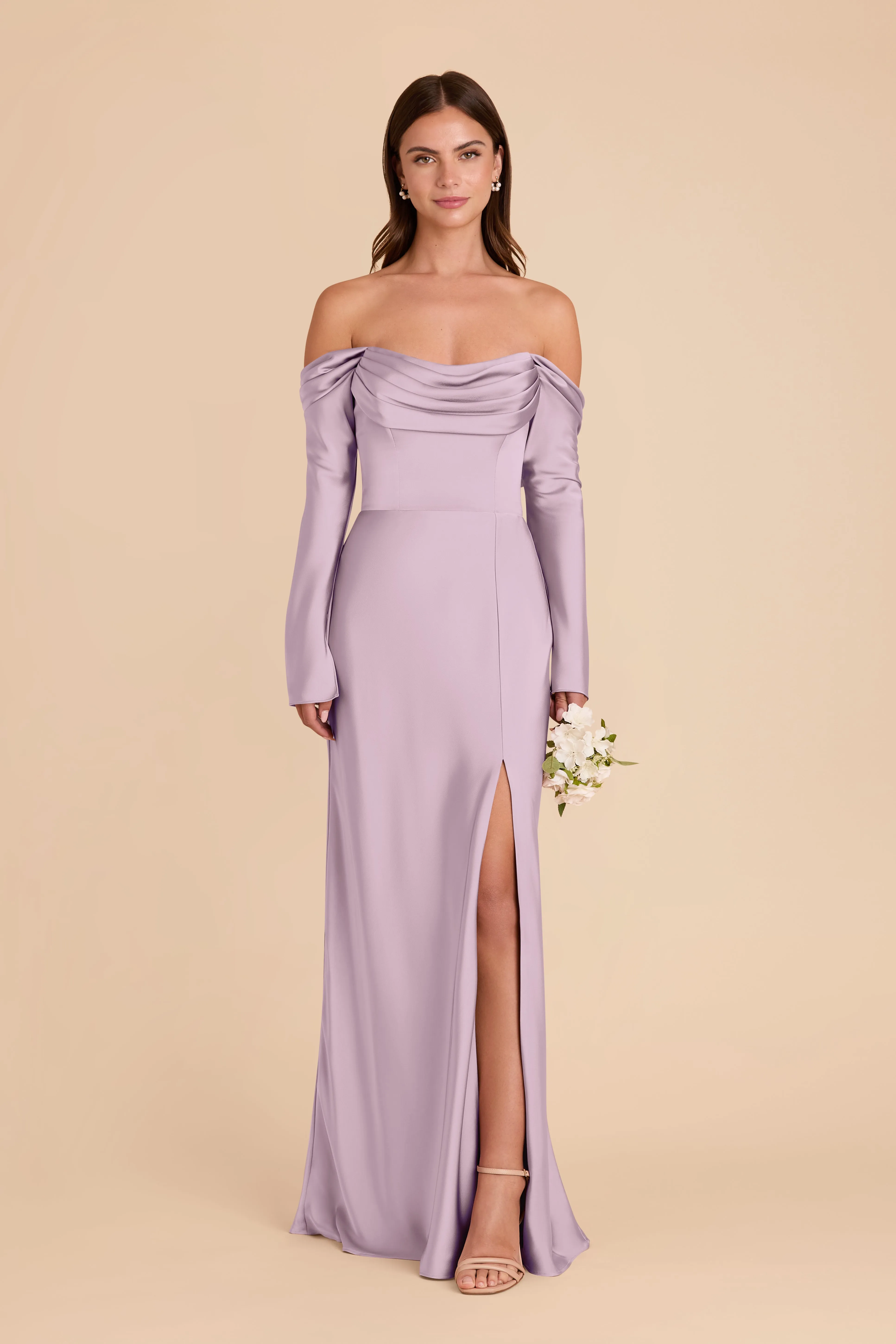 Maya Matte Satin Dress - Lavender sold by Birdy Grey