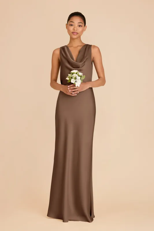 Bonnie Matte Satin Dress - Mocha sold by Birdy Grey