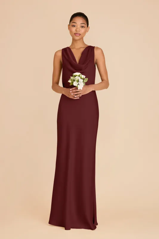 Bonnie Matte Satin Dress - Cabernet sold by Birdy Grey