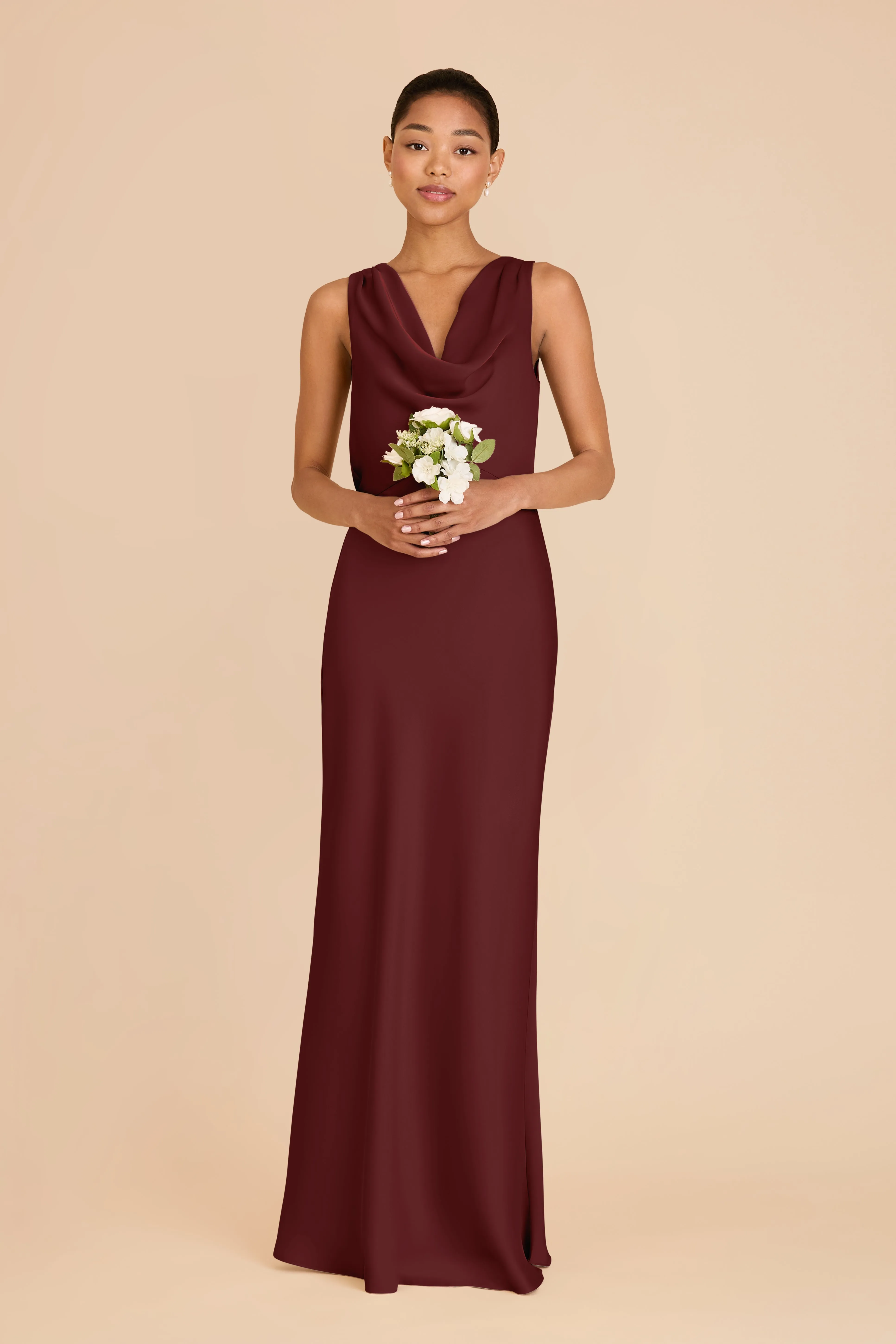 Bonnie Matte Satin Dress - Cabernet sold by Birdy Grey