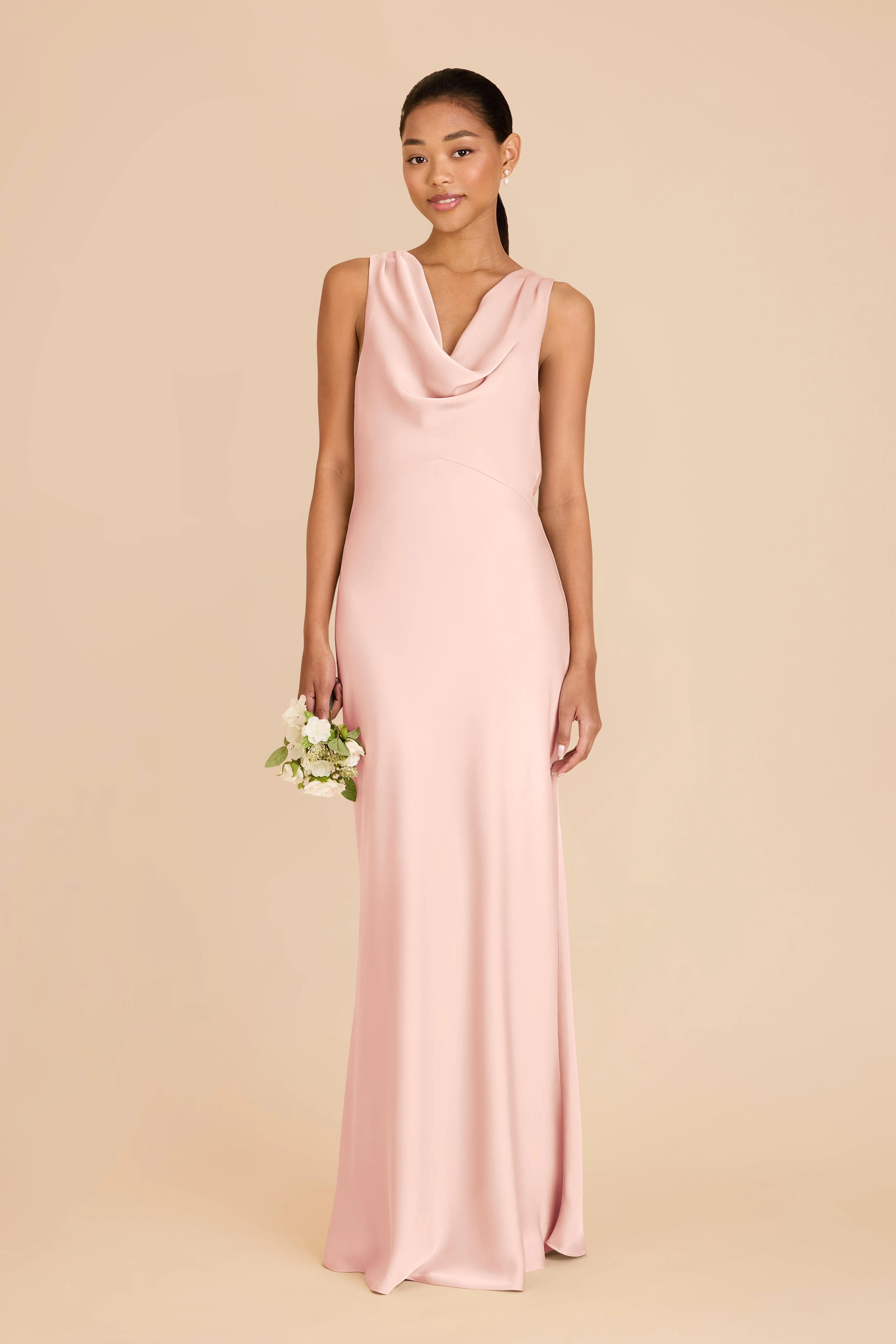 Bonnie Matte Satin Dress - Blush Pink sold by Birdy Grey