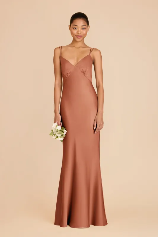 Dasha Matte Satin Dress - Terracotta sold by Birdy Grey