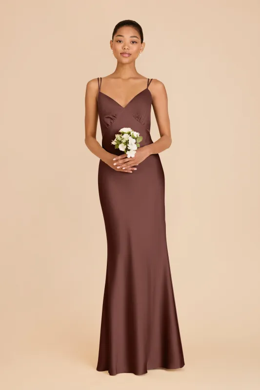Dasha Matte Satin Dress - Chocolate Brown sold by Birdy Grey