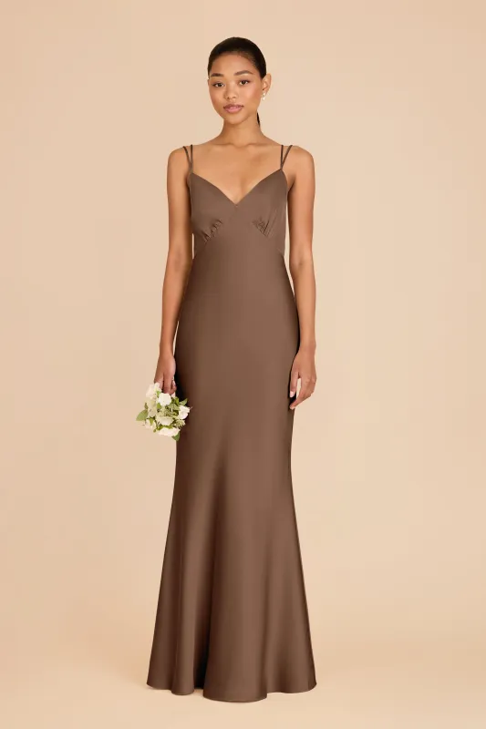 Dasha Matte Satin Dress - Mocha sold by Birdy Grey