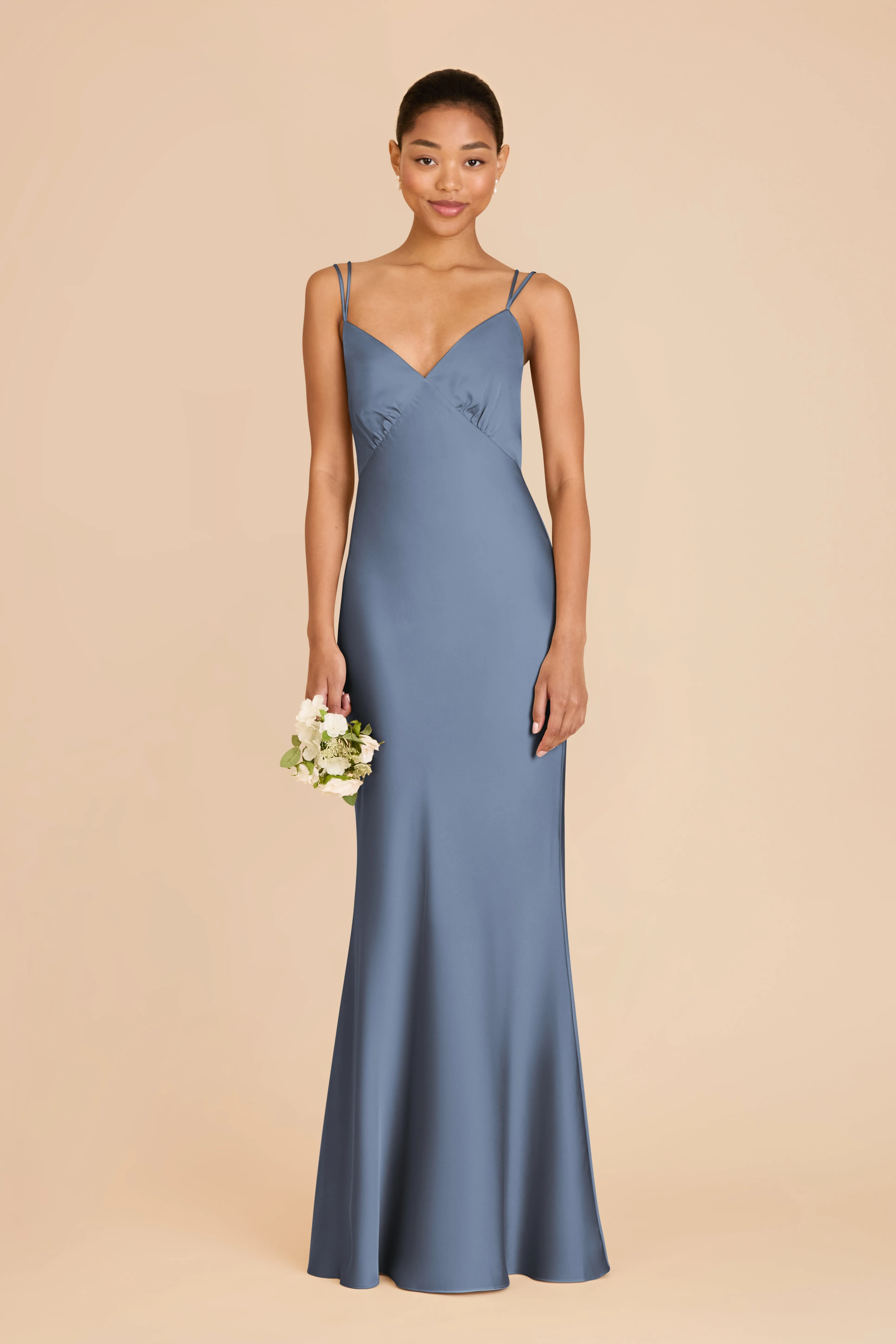 Dasha Matte Satin Dress - French Blue sold by Birdy Grey